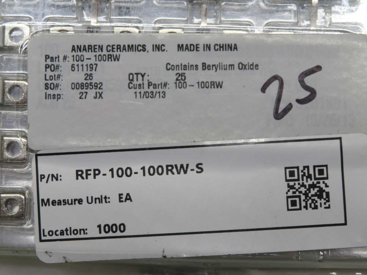 LOT OF 75 ANAREN RFP-100-100RW HIGH-POWER FULL FLANGE RESISTOR T268504 - ELECTRICAL COMPONENTS