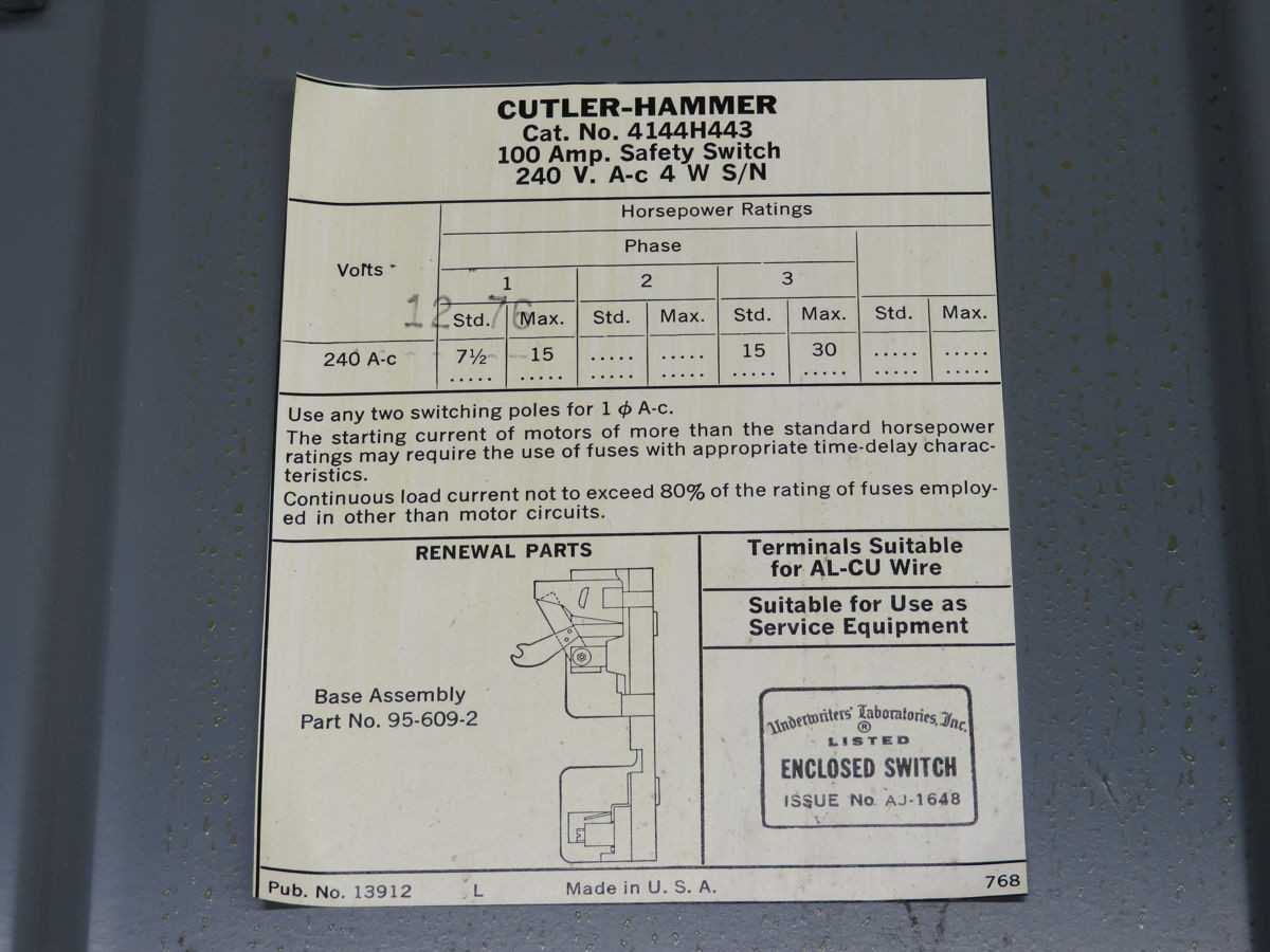 CUTLER HAMMER 4144H443 SAFETY SWITCH T256481 - DISCONNECT SWITCHES