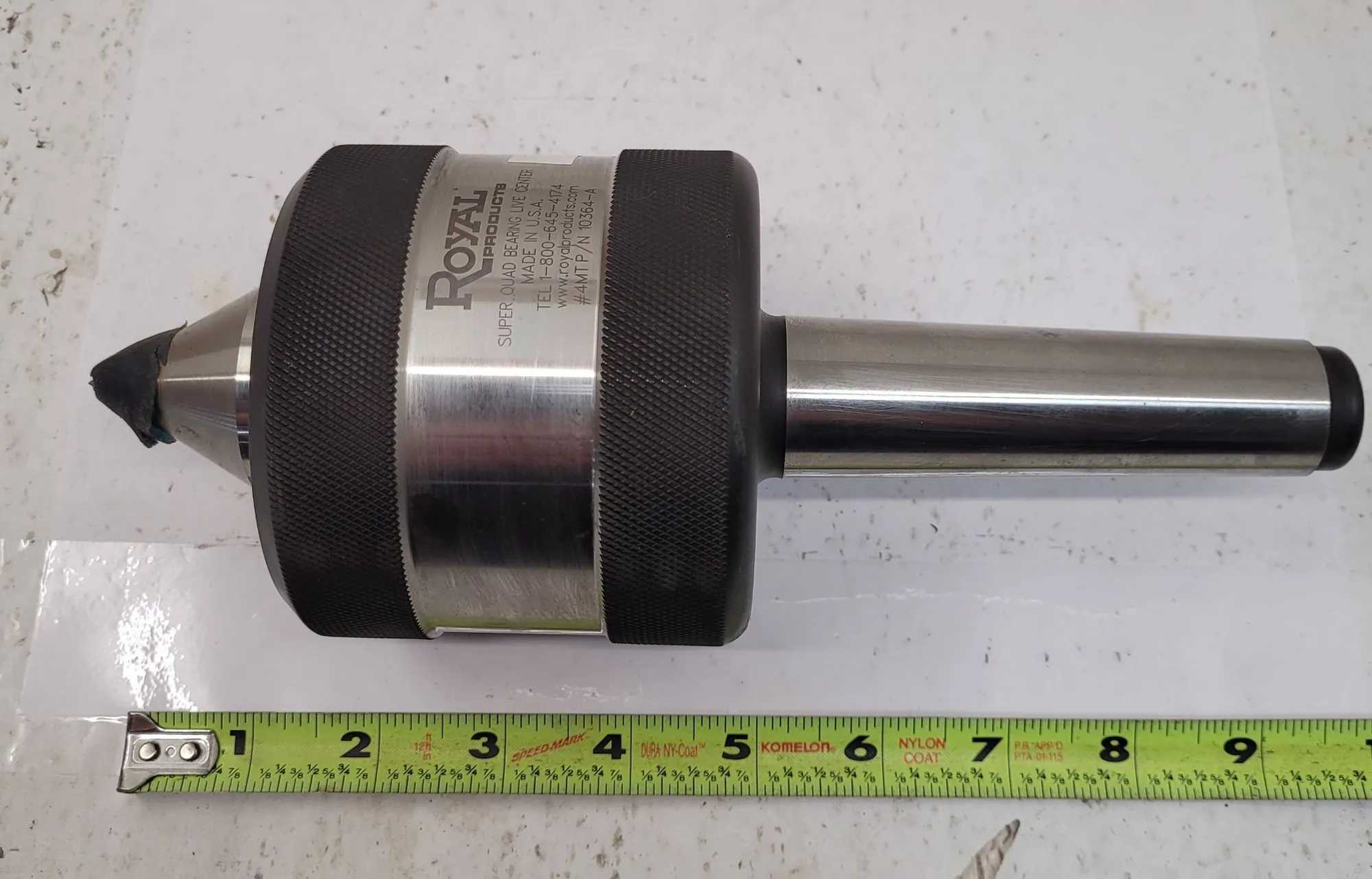 ROYAL SUPER QUAD BEARING LIVE CENTER, MODEL N10364, #4 MT, 9.5" OAL - MACHINING TOOLING & PARTS