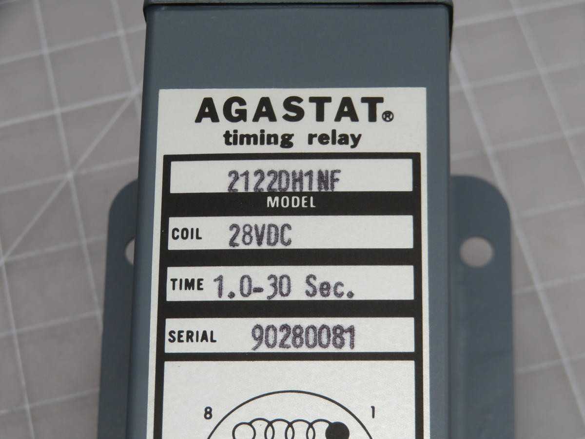 AGASTAT 2122DH1NF OFF-DELAY RELAY, 28VDC INPUT, 1-30S TIMING, DPDT, 10A CONT, -55/+85C TEMP - TIME DELAY RELAY