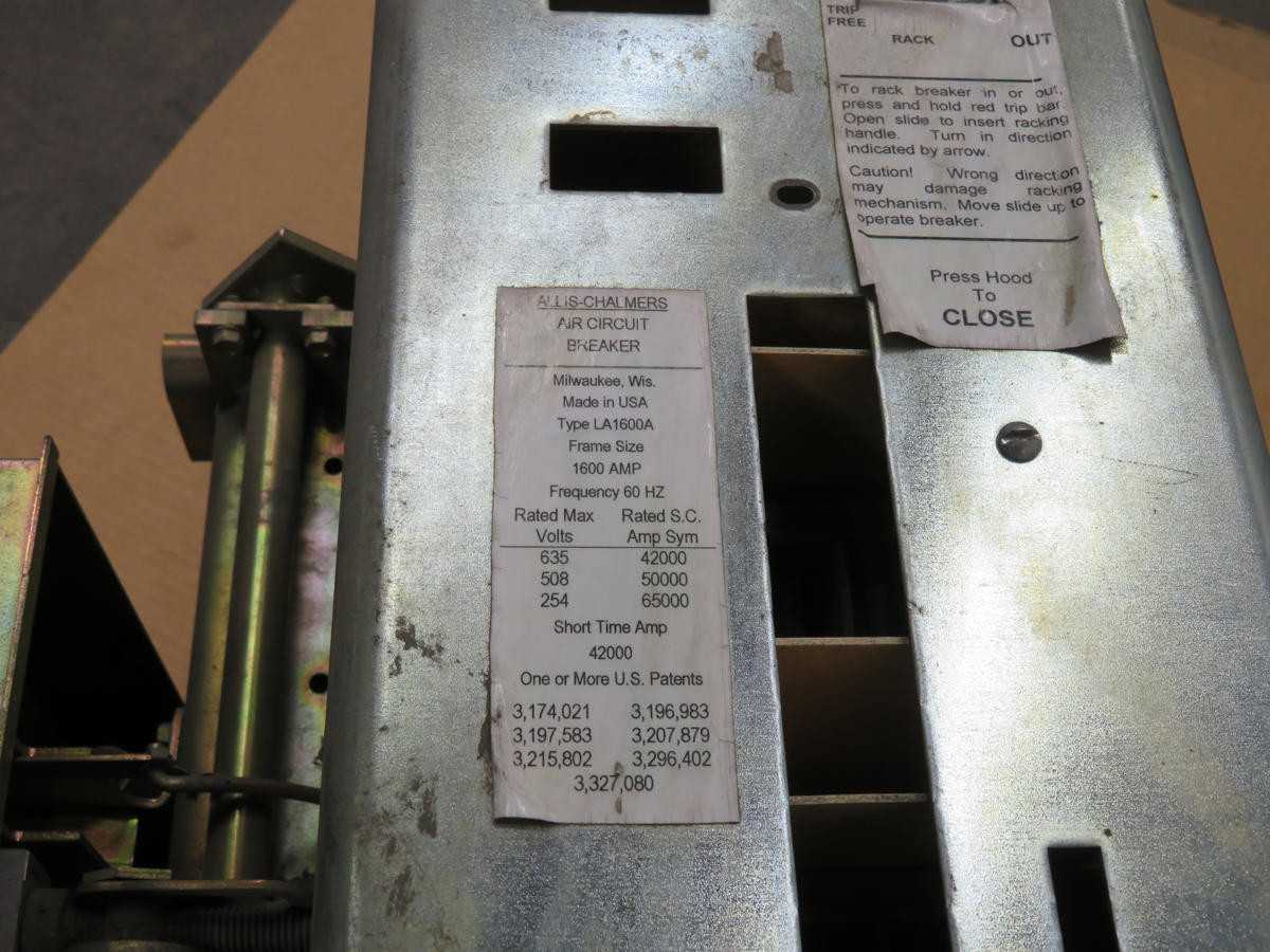 Allis-Chalmers LA1600A Circuit Breaker, 1600A Frame, 600 VAC, 1600A Plug, AC-PRO, LSIG, 1600:1 CT - CIRCUIT BREAKERS