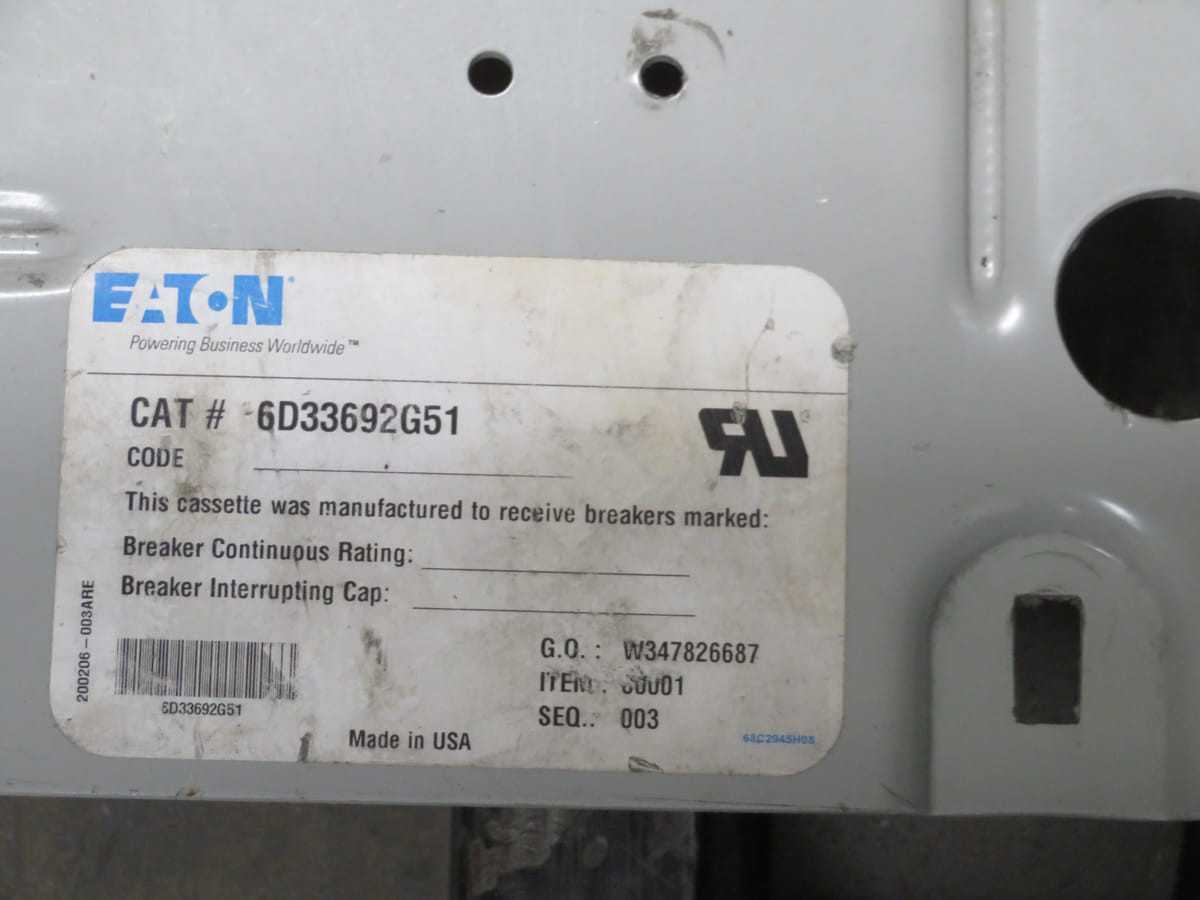 EATON 6D33692G51 DRAWOUT CASSETTE FRAME, 3200A RATING - CIRCUIT BREAKERS