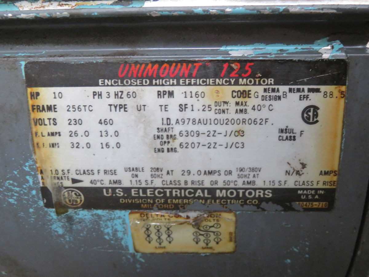 U.S. ELECTRICAL A978AU10U200R062F UNIMOUNT 125 HIGH EFFICIENCY MOTOR T263764 - AC MOTOR