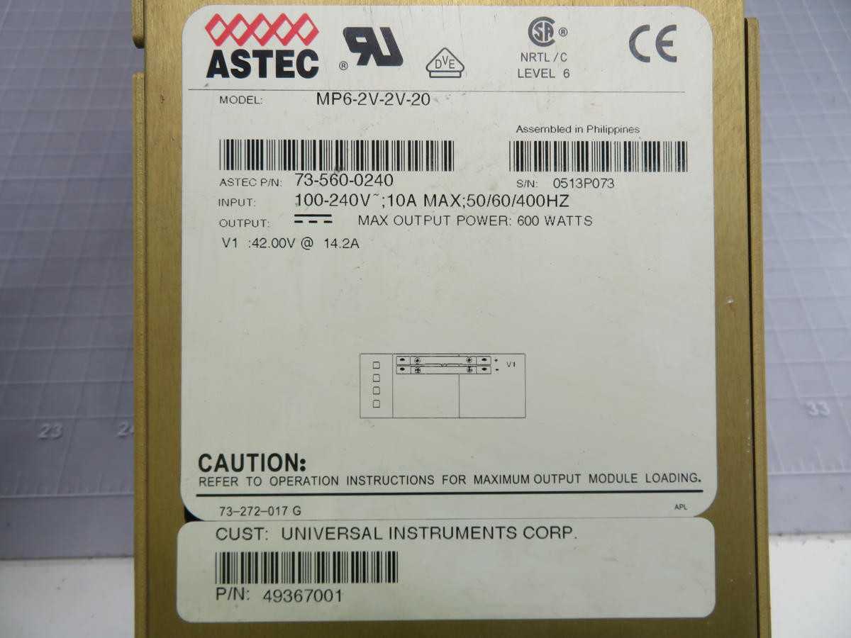 ASTEC MP6-2V-2V-20 AC-DC POWER SUPPLY, 600W POWER, 2X 2VDC 100A, 20VDC 10A OUTPUT - POWER SUPPLIES