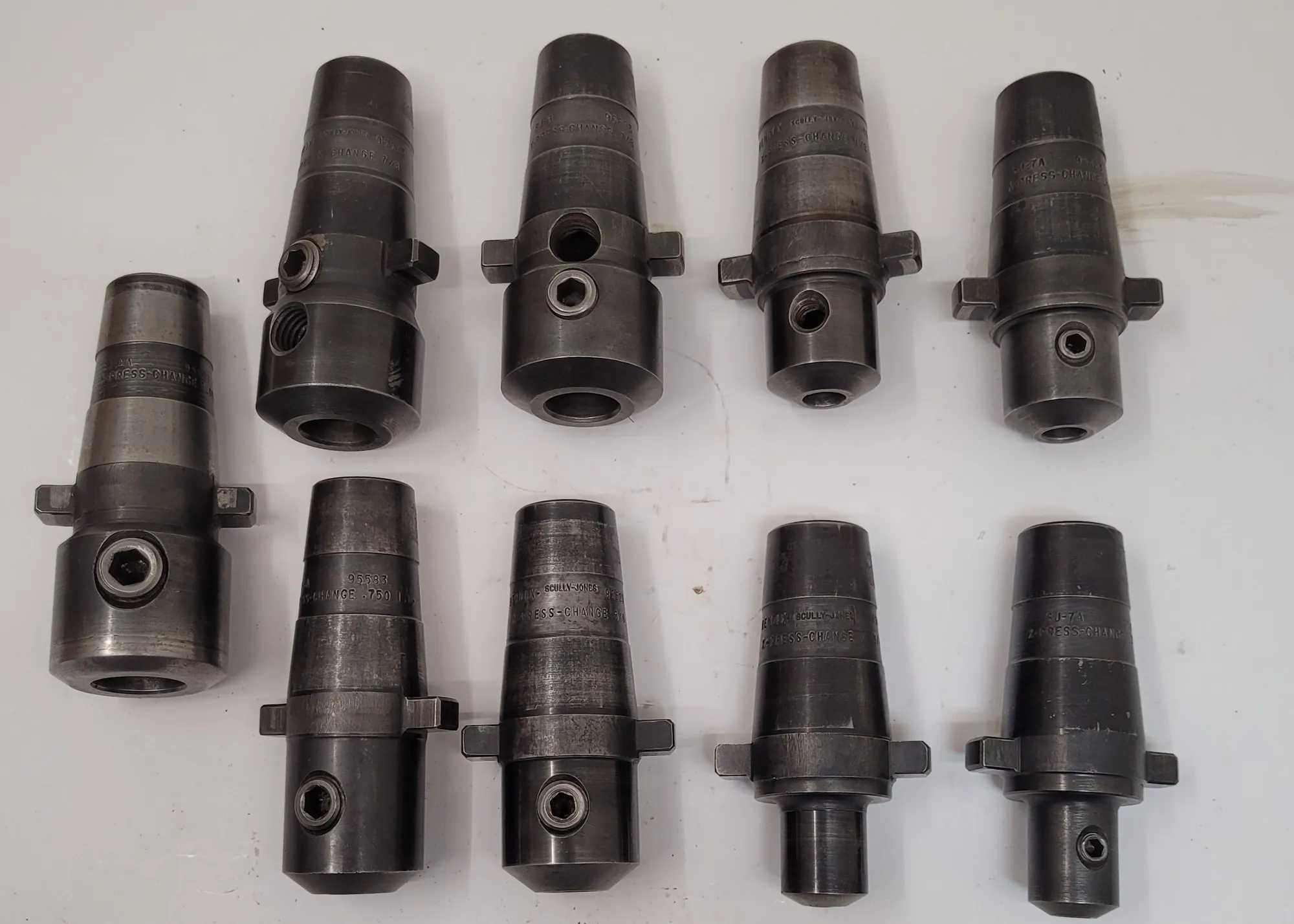 SCULLY JONES XPRESS CHANGE END MILL HOLDER – LOT OF 9 – VARIOUS SIZES - MACHINE TOOLING