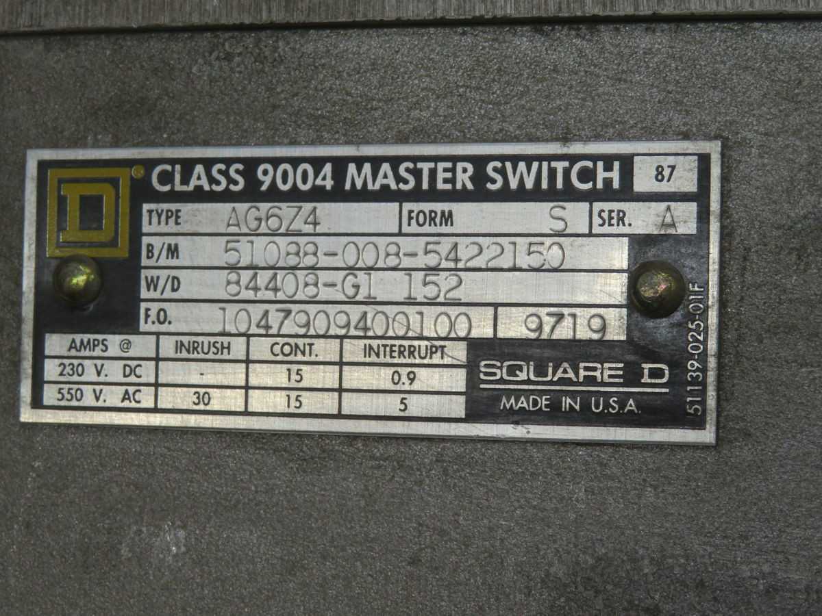 SQUARE D AG6Z4 MASTER SWITCH T259459 - DISCONNECT SWITCHES