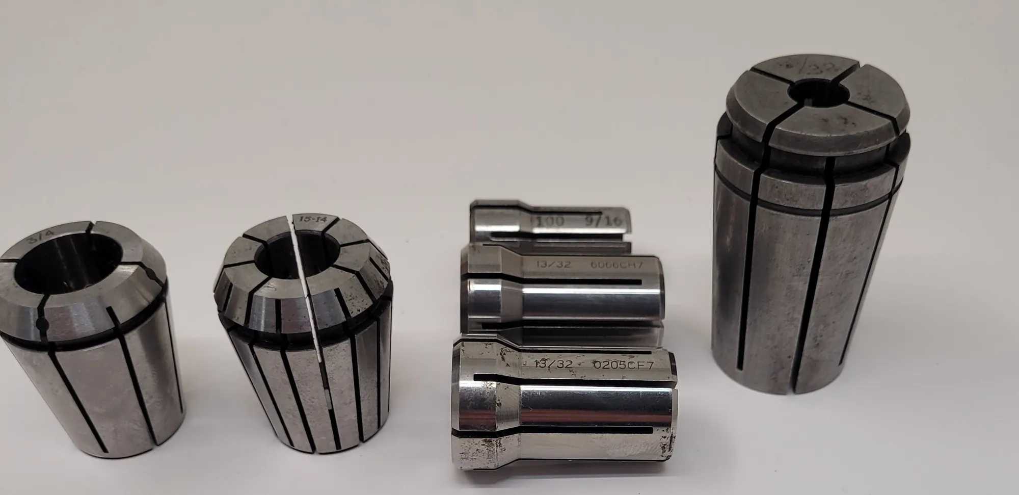 UNBRANDED 6 PIECE COLLET SET - SIZES INCLUDE 13/32, 3/4IN, 9/16, AND ERICKSON 13/32 - MACHINE TOOLING