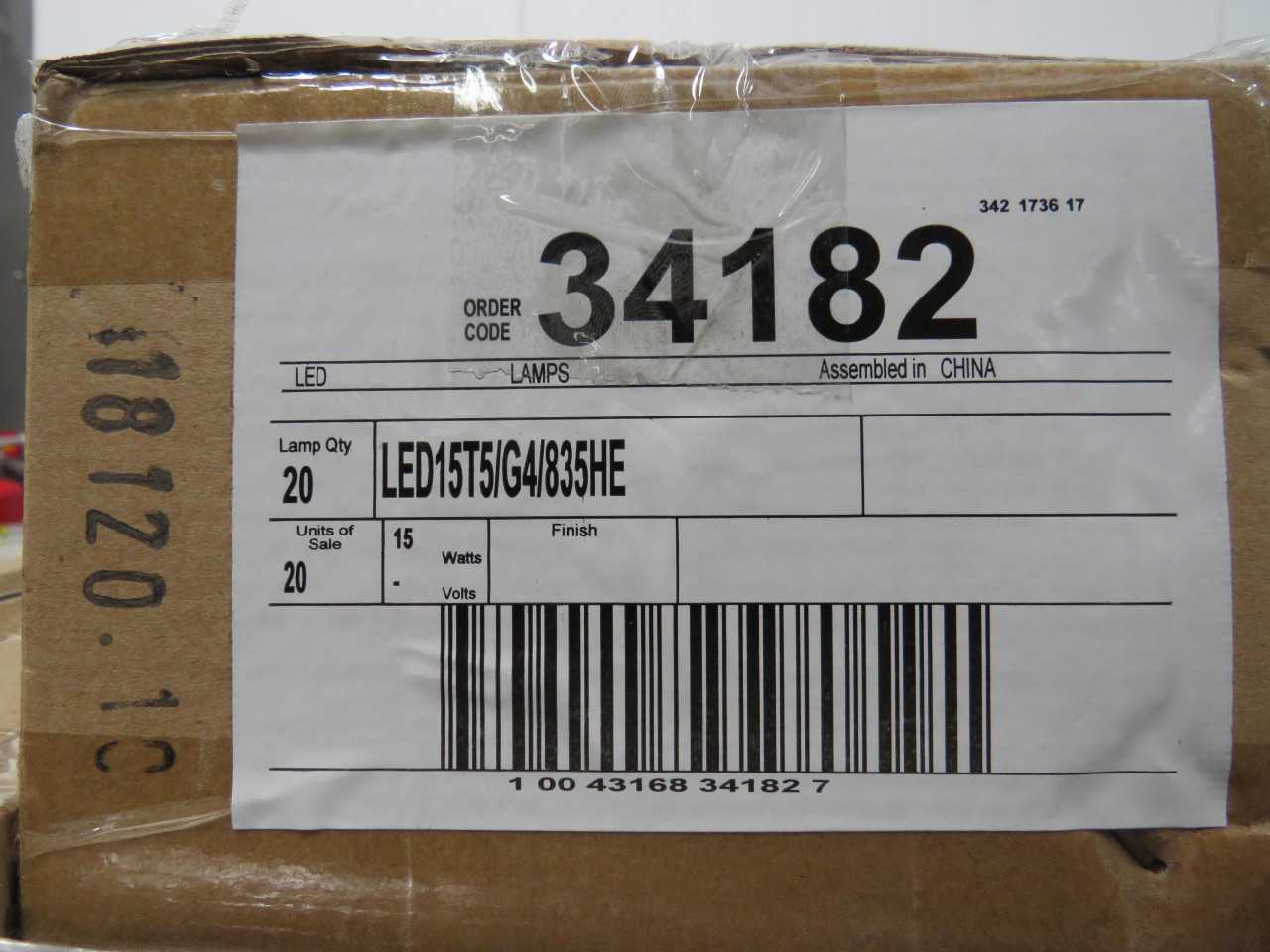LOT OF 1440 GE 34182 LED15T5/G4/835HE
T5 15 WATT LED STRAIGHT TUBE 46 INCH MINIATURE BI-PIN (G5) 3500K FROSTED NON DIM - LIGHTING