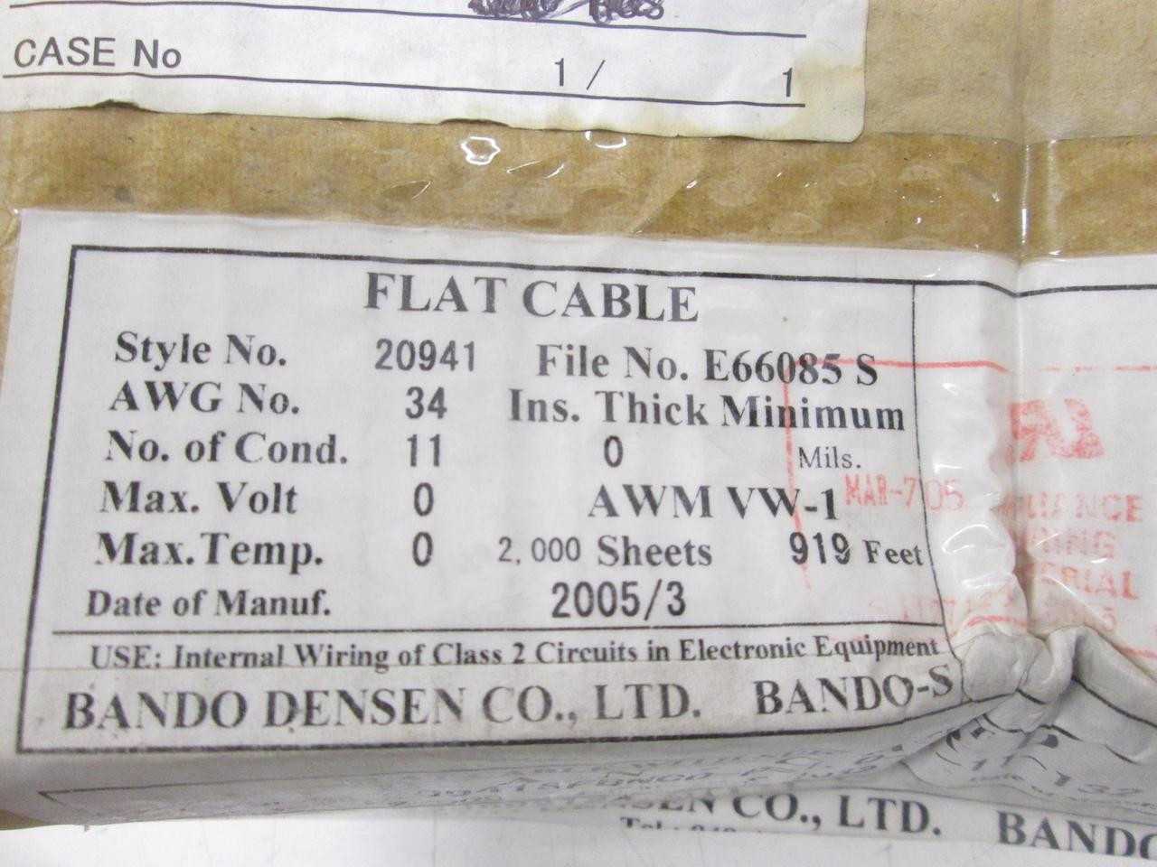 LOT OF 1953 TOSHIBA 23389212A FFC P P1.0-11P FLAT CABLES - CORDSET CABLES