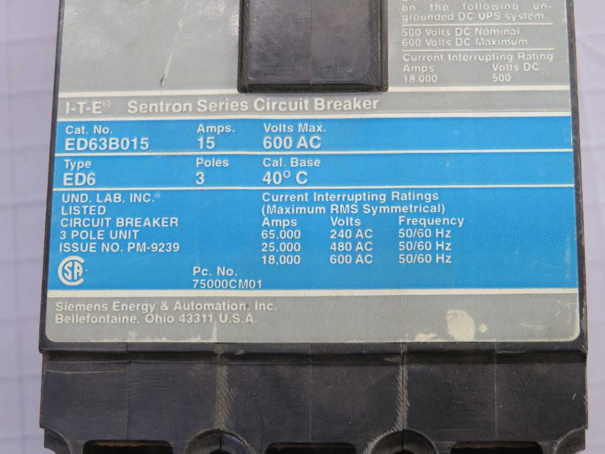 I-T-E ED63B015 Circuit Breaker T259261 - Reliable Protection for Your Electrical System - CIRCUIT BREAKERS