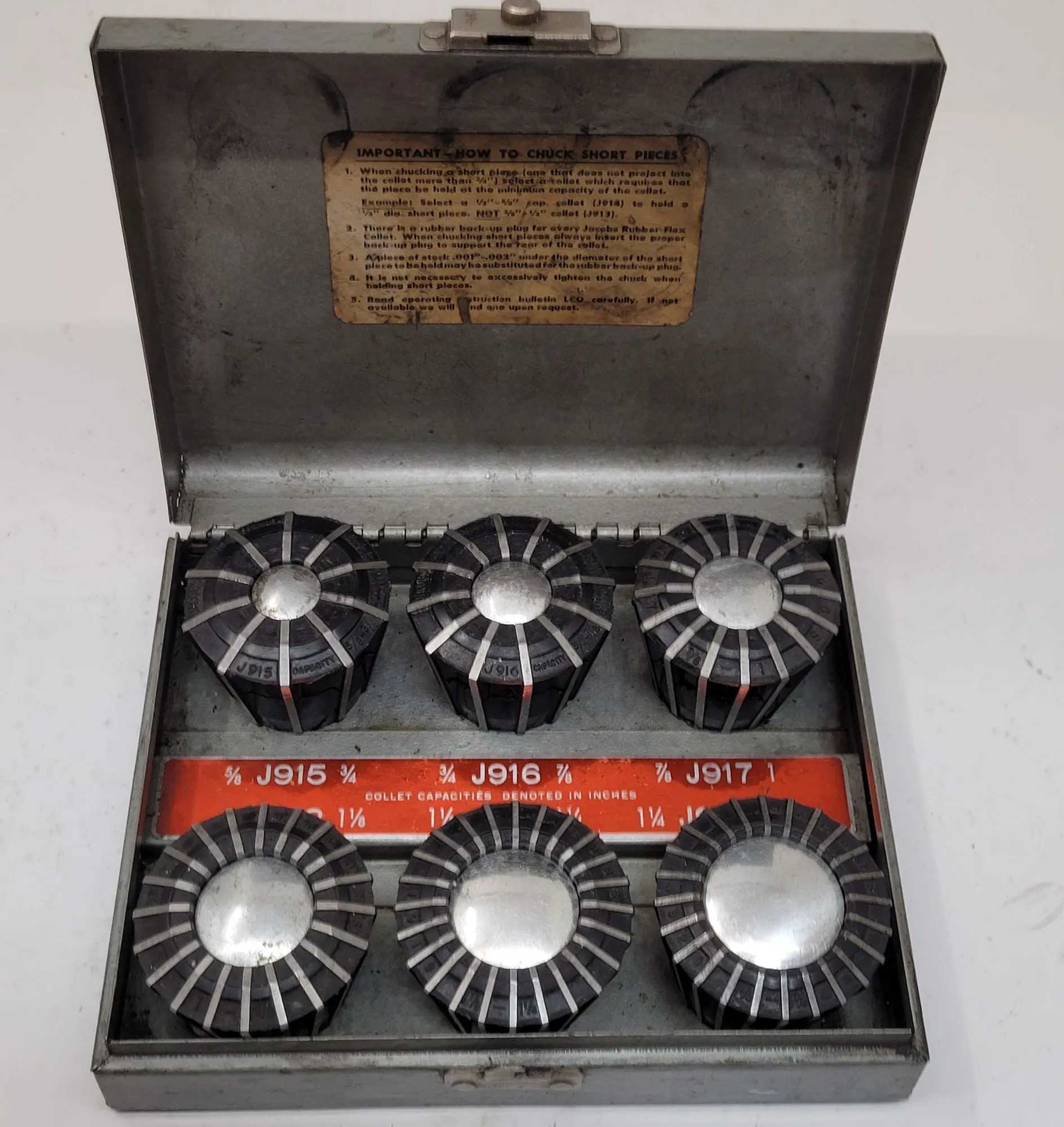 JACOBS RUBBER FLEX COLLETS SET - RANGE: 5/8IN - 1-3/8IN - MACHINE TOOLING