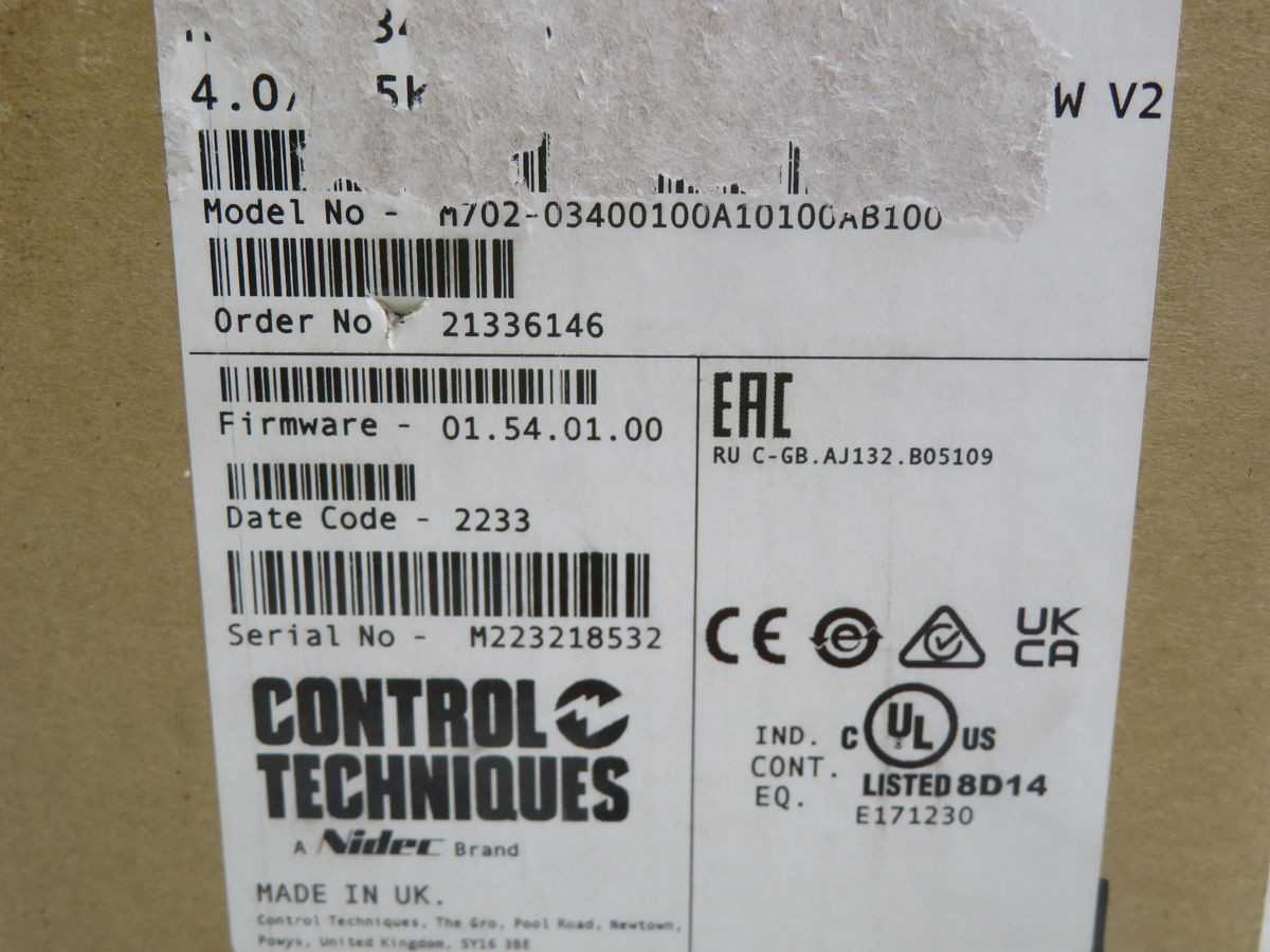 CONTROL TECHNIQUES M702-034 00100 AC DRIVES, 380-480V INPUT, 0-480V OUTPUT, 7.5 KW POWER, 15.6A MAX CURRENT - AC VFD DRIVES