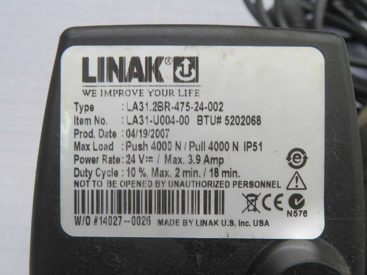 LINAK LA31.2BR-475-24-002 LA31-U004-00 REFLOW ELECTRIC ACTUATOR T263240 - PNEUMATIC CYLINDERS & ACTUATORS