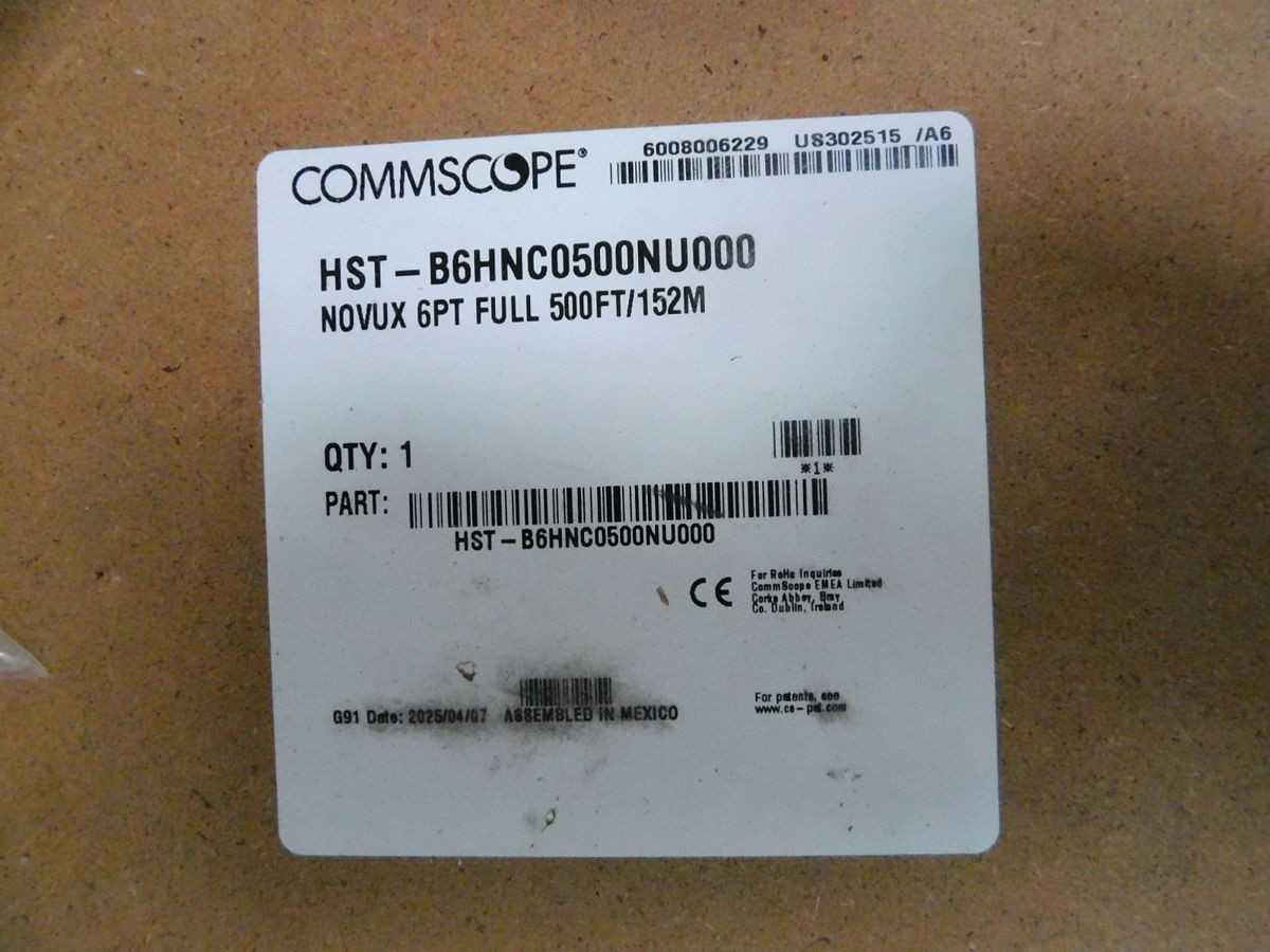 COMMSCOPE HST-B6HNC0500NU000 FIBER OPTIC NOVUX™ TERMINAL, 6-PORT,SINGLE MODE 6 FIBER,500FT. M7221 - FIBER OPTIC CABLE