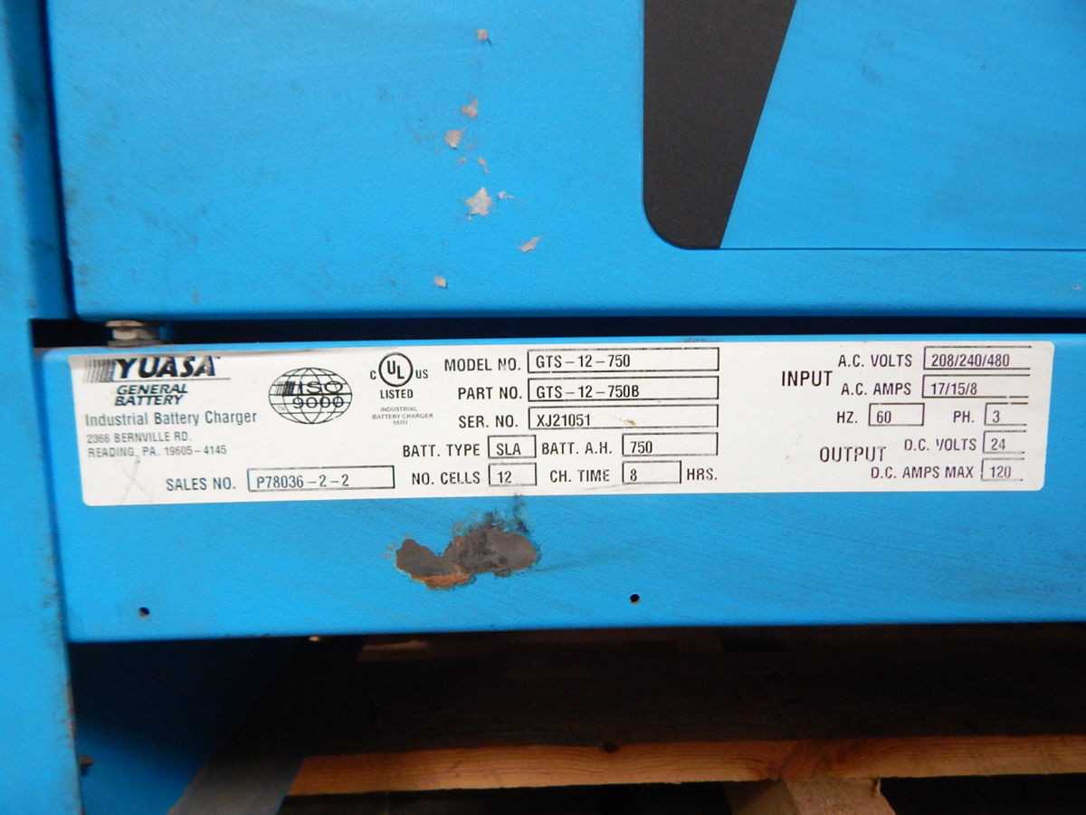 YUASA GTS-12-750 FORKLIFT BATTERY CHARGER 24V, 750 AH M6853 - FORKLIFTS