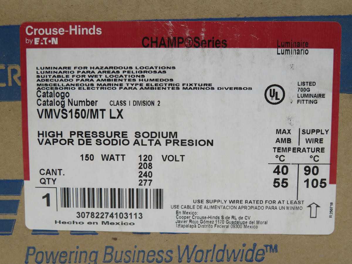Crouse-Hinds Vmvs150/Mtlx Luminaire Ballast, 150W Lamp, 122/270 Vac, Haz Loc Rating - LIGHT FIXTURES