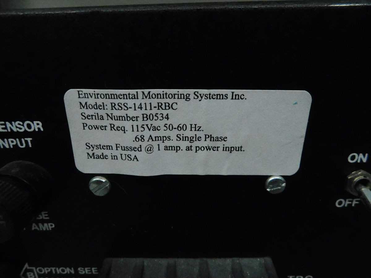 ENVIRONMENTAL MONITORING SYSTEMS 1411-RBC CONTROLLER M7234 - OPERATOR CONTROLS
