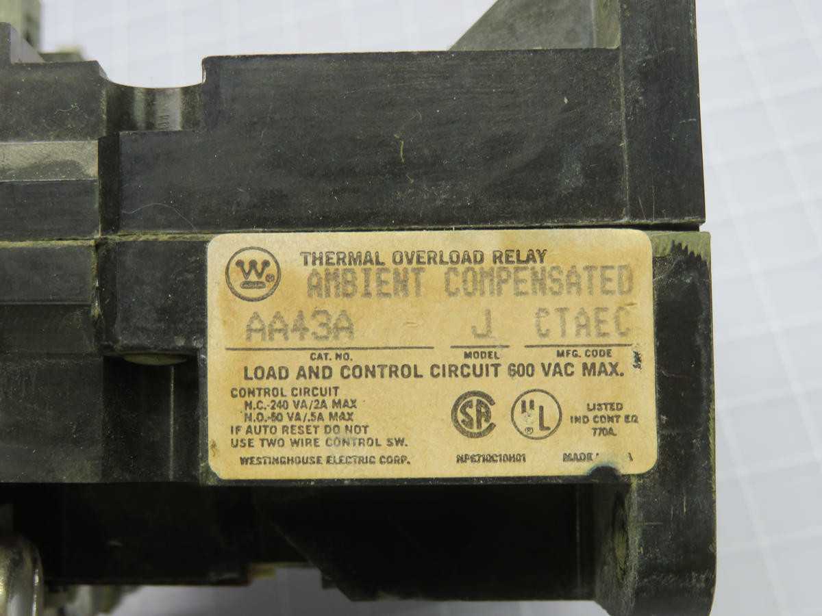 WESTINGHOUSE AA43A THERMAL OVERLOAD RELAY
 T217985 - PROTECTION RELAY