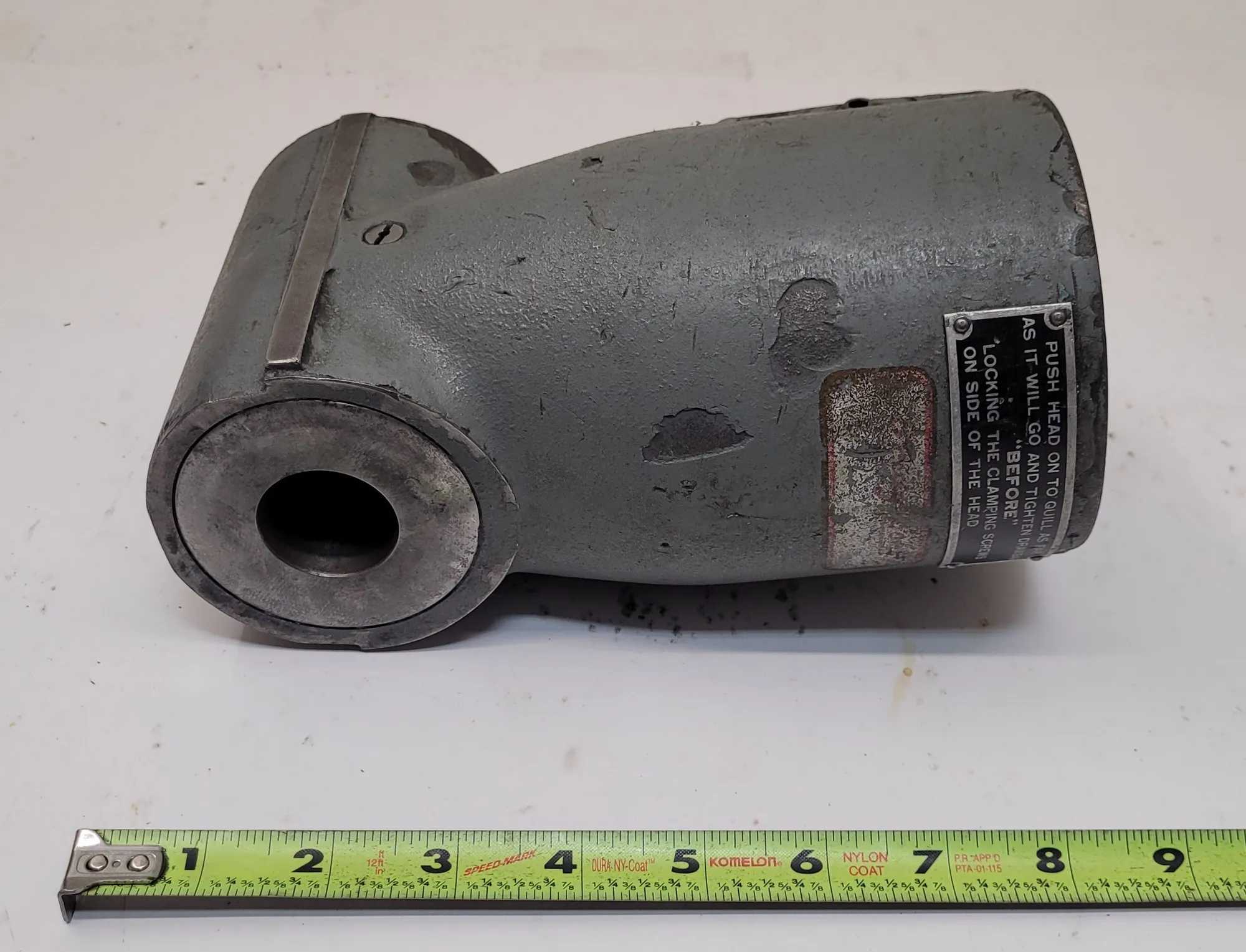 BRIDGEPORT RIGHT ANGLE HEAD WITH 3.39 INCH BOTTOM HOLE, 5" W, 8.25" H - MACHINING TOOLING & PARTS