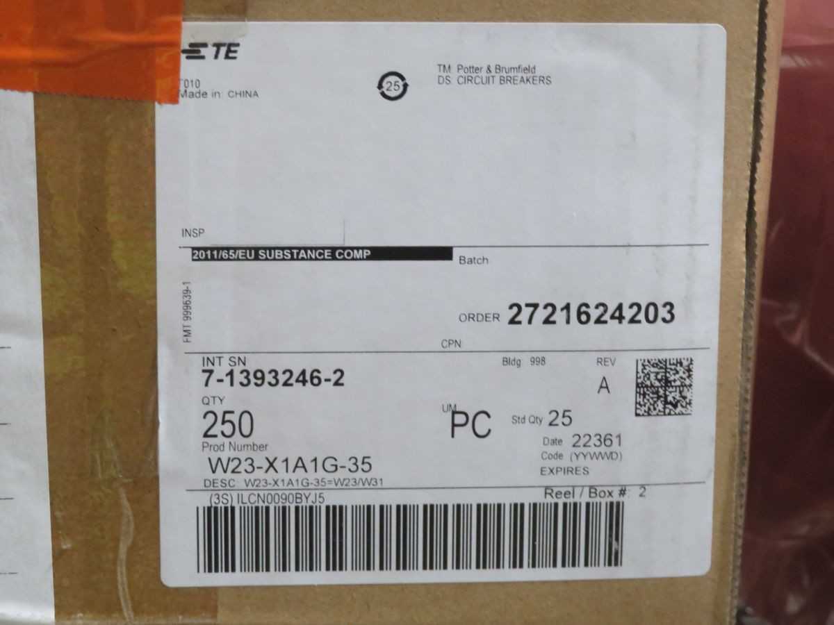 LOT OF 250 TE CONNECTIVITY W23-X1A1G-35 CIRCUIT BREAKERS - CIRCUIT BREAKERS