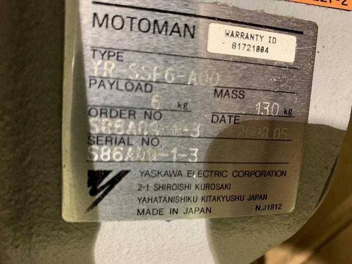 2008 YASKAWA MOTOMAN SSF2000 ROBOT, 6KG PAYLOAD, 1378MM REACH, NX100 CONTROLLER - ARTICULATED ROBOTS