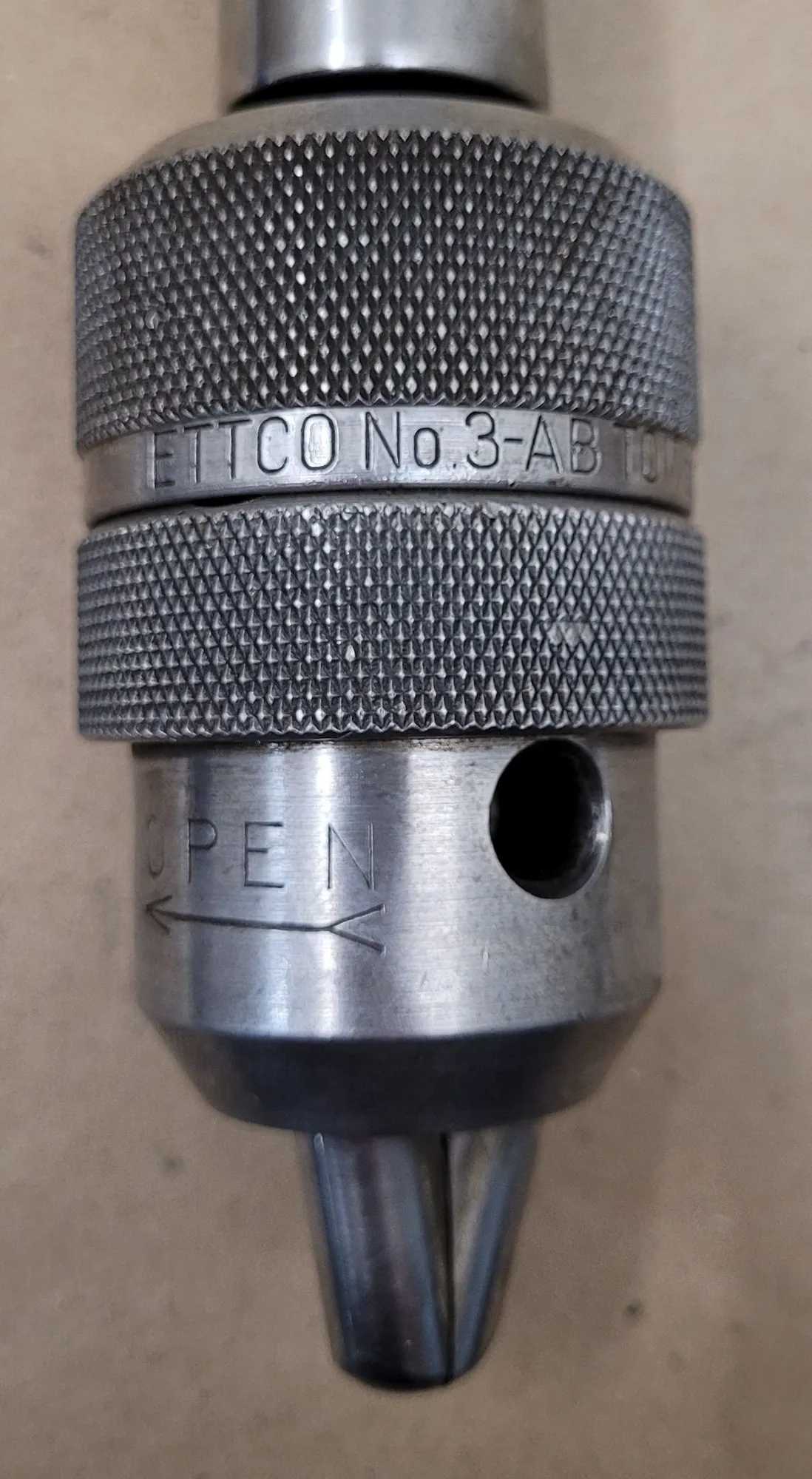 ETTCO NO 3-AB KEYLESS DRILL CHUCK, 17/32" CAPACITY, #4 MT SHANK - MACHINE TOOLING