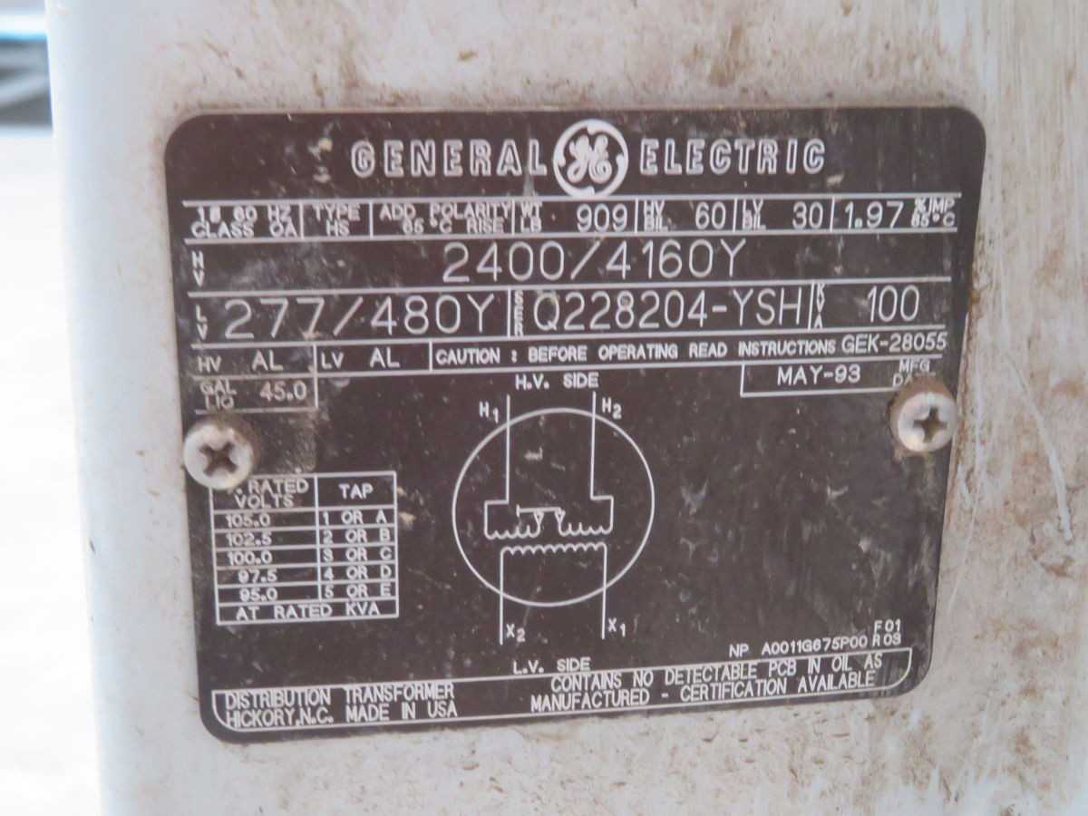 GE Q228204-YSH Distribution Transformer 2400/4160Υ 277/480Y T262445 - DRY TRANSFORMERS