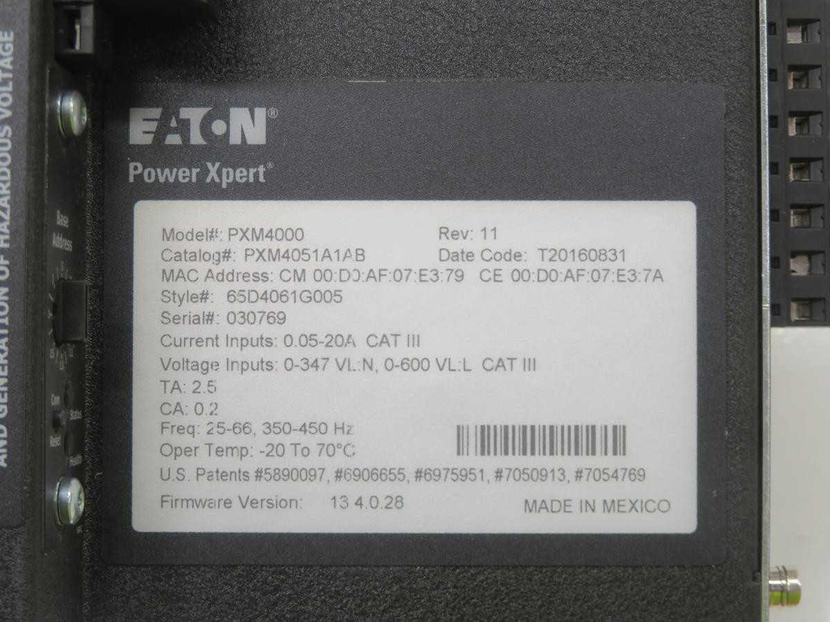 EATON PXM4000 PXM4051A1BA VOLTAGE MONITOR, 0-347V L-N, 600V SYS, 63 HARMONICS, MODBUS RTU - INDUSTRIAL PARTS