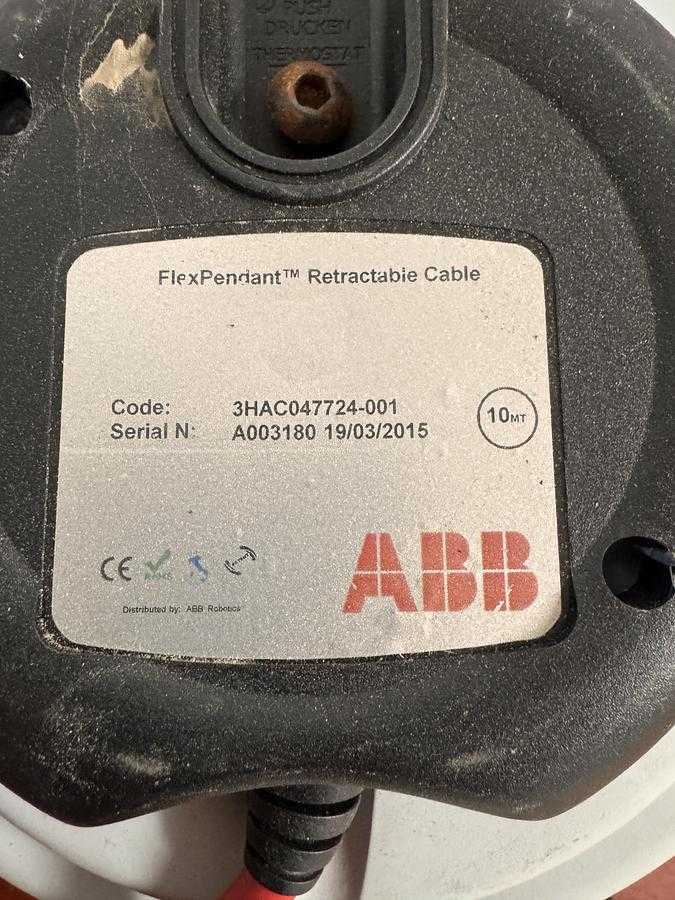 2015 ABB 3HAC047724-001 FLEXPENDANT RETRACTABLE CABLE, 10M, SXTPU3 COMPATIBLE, 5KG MASS - ROBOT PARTS