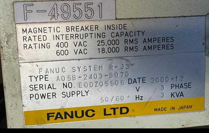 2000 FANUC ARCMATE 120I ROBOT, 16KG PAYLOAD, 1542MM REACH, RJ3 CONTROL, 6 AXES - ARTICULATED ROBOTS