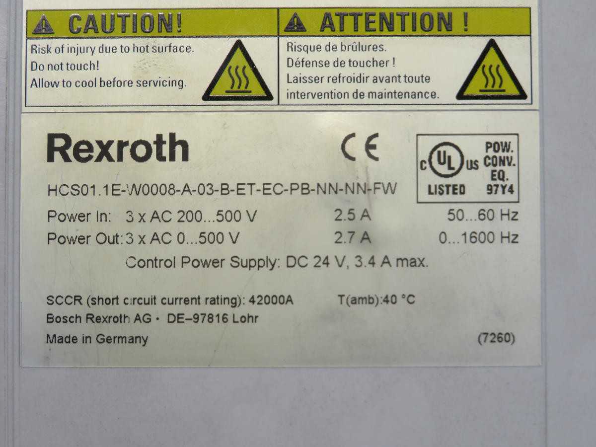 Rexroth HCS01.1E-W0008-A-03-B-ET-EC-PB-NN-NN-FW, AC Drives, 200-500V In, 2.7A Out - SERVO