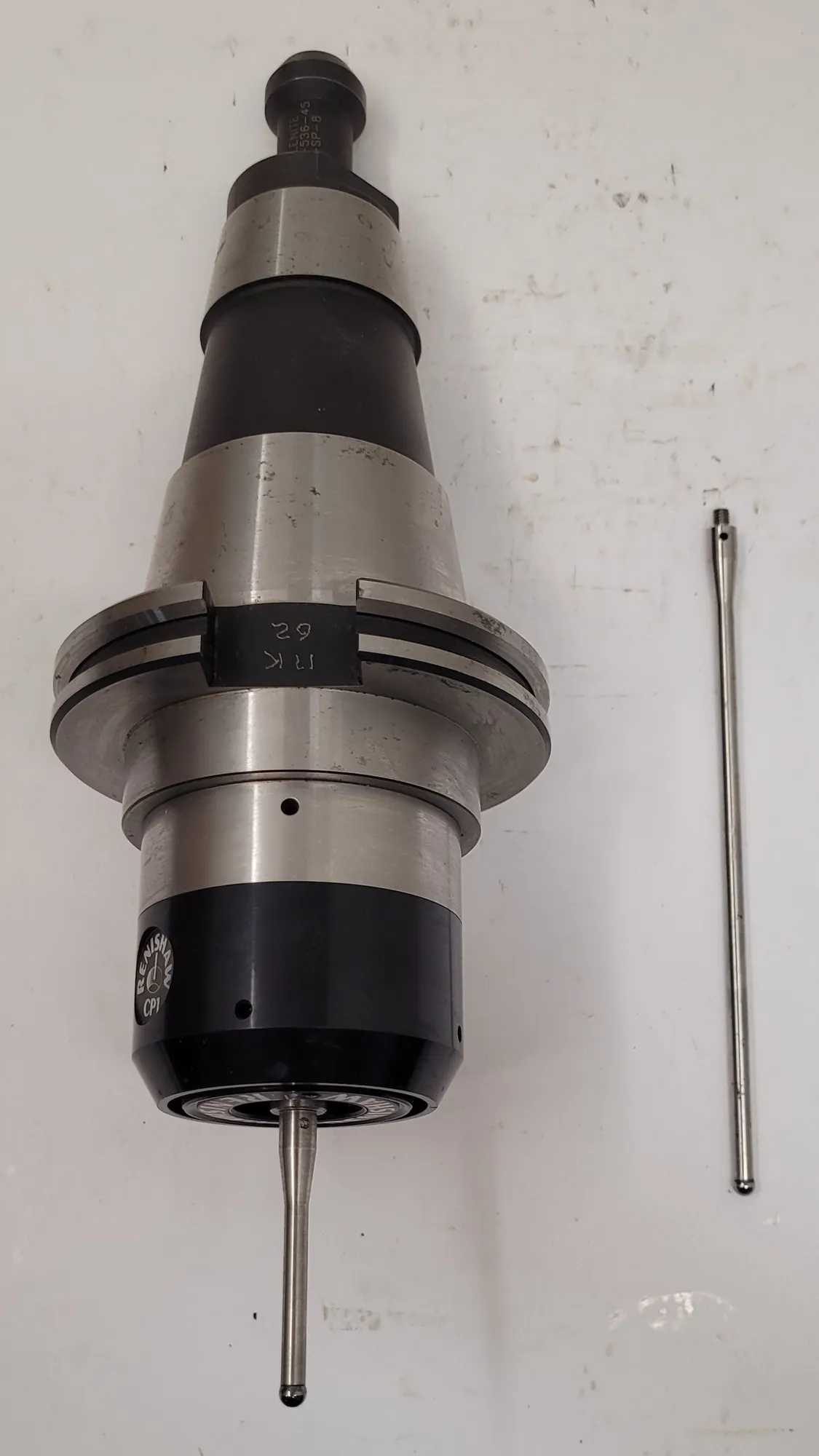RENISHAW CP1 PROBE W/ CAT 50 HOLDER, OAL 7-5/8”, PROJECTION 3.5”, BODY DIAMETER 2.42” - MACHINE TOOLING
