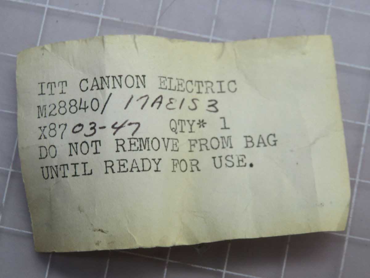 ITT CANNON M28840/17AE1S3 CONNECTING DEVICES CONNECTOR T266681 - PLUGS & RECEPTACLES