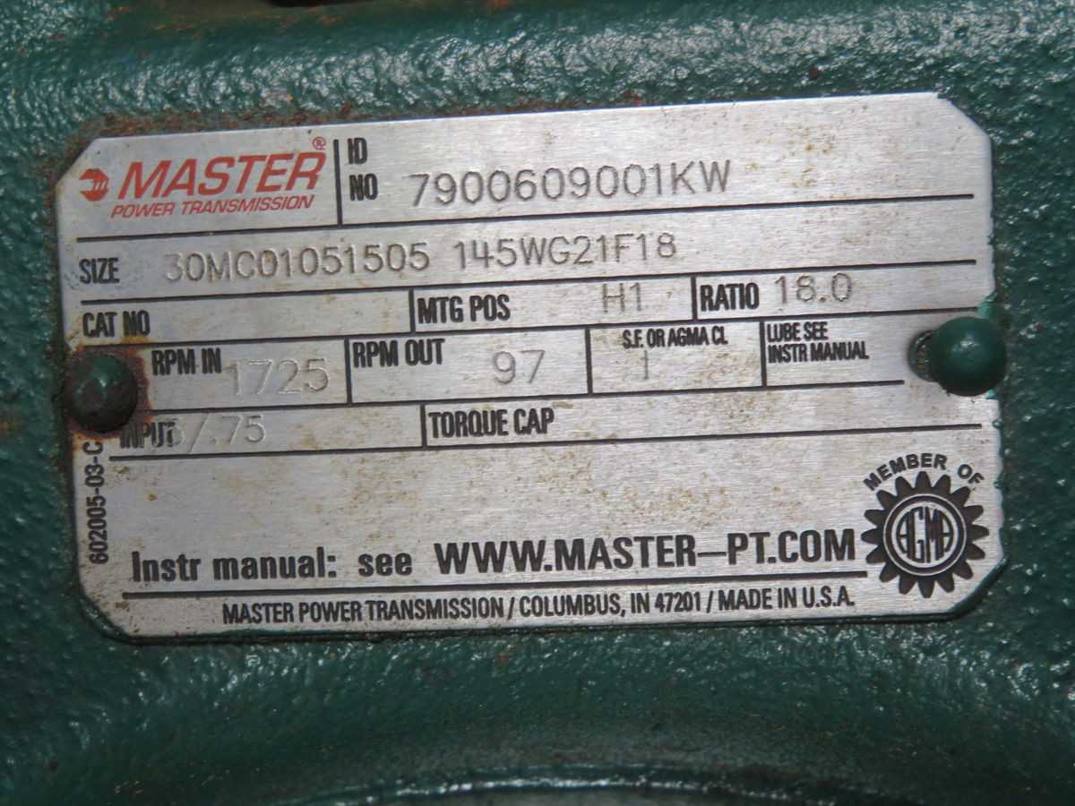 MASTER 30MC01051505 145WG21F18 GEAR REDUCER T262657 - GEAR REDUCERS