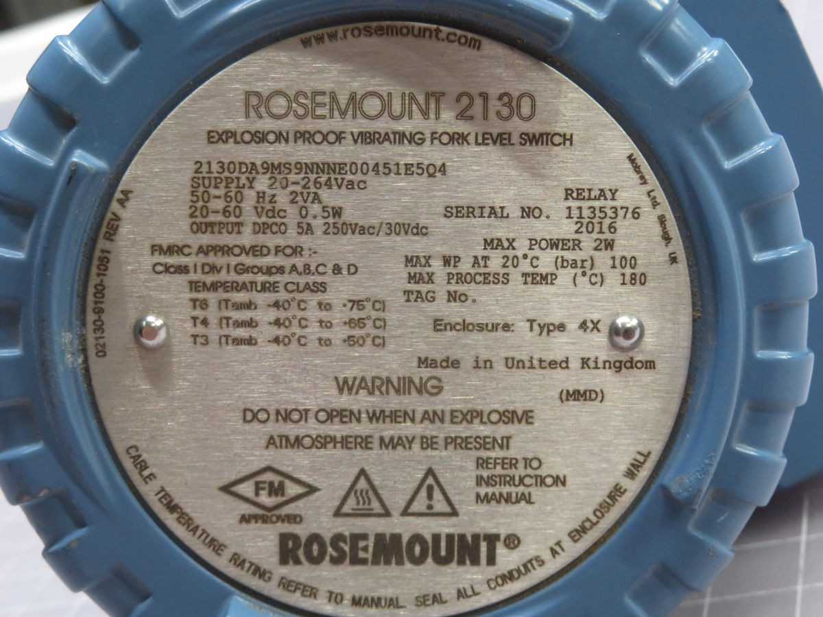 Rosemount 2130DA9MS9NNNE00451E5Q4 Explosion Proof Vibrating Fork Level Switch - PRESSURE TRANSMITTER