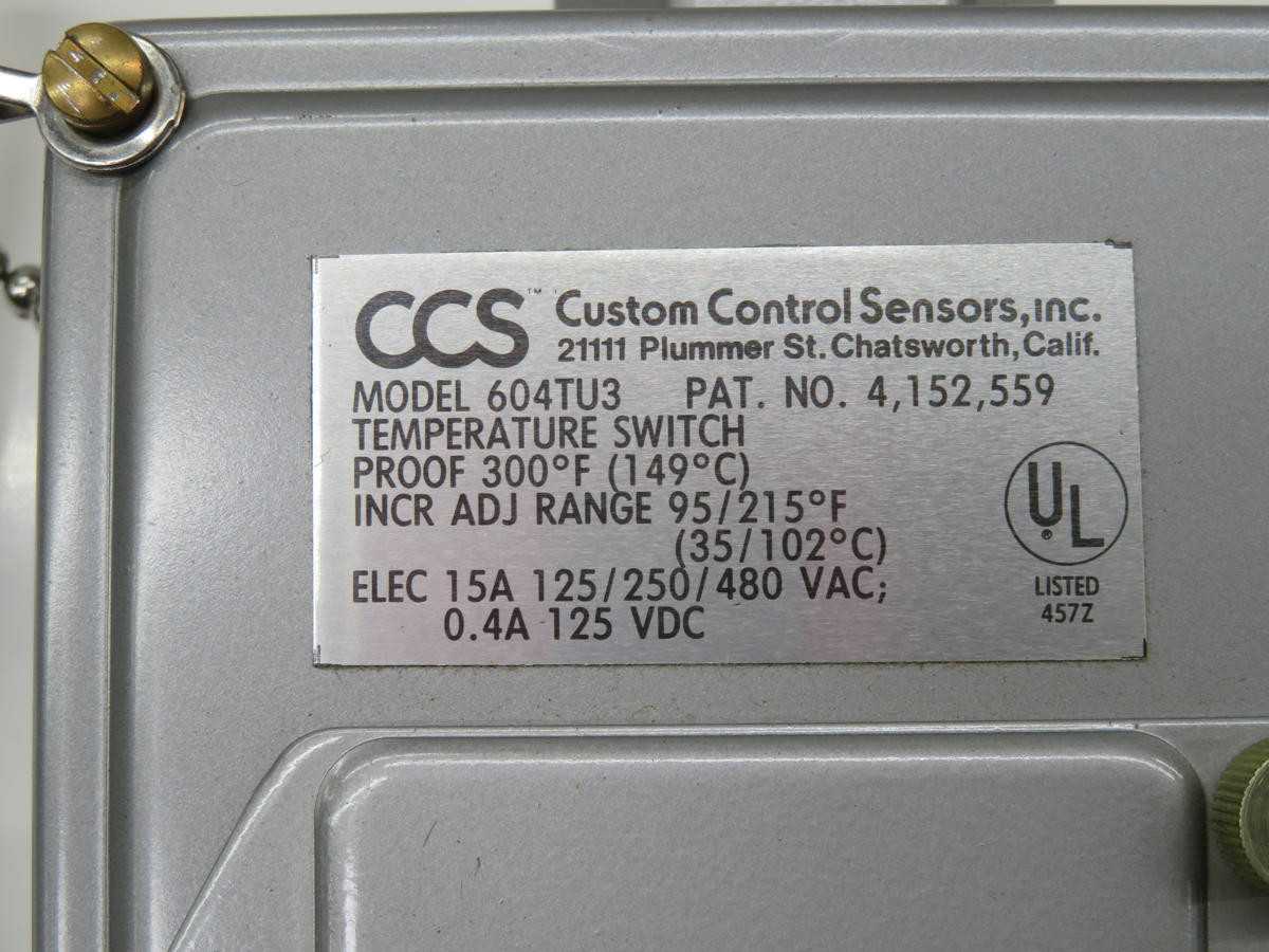 CUSTOM CONTROL SENSORS 604TU3 TEMPERATURE CONTROLS, -17.8C TO 121.1C RANGE, SPDT 10A OUTPUT - TEMPERATURE CONTROLLERS