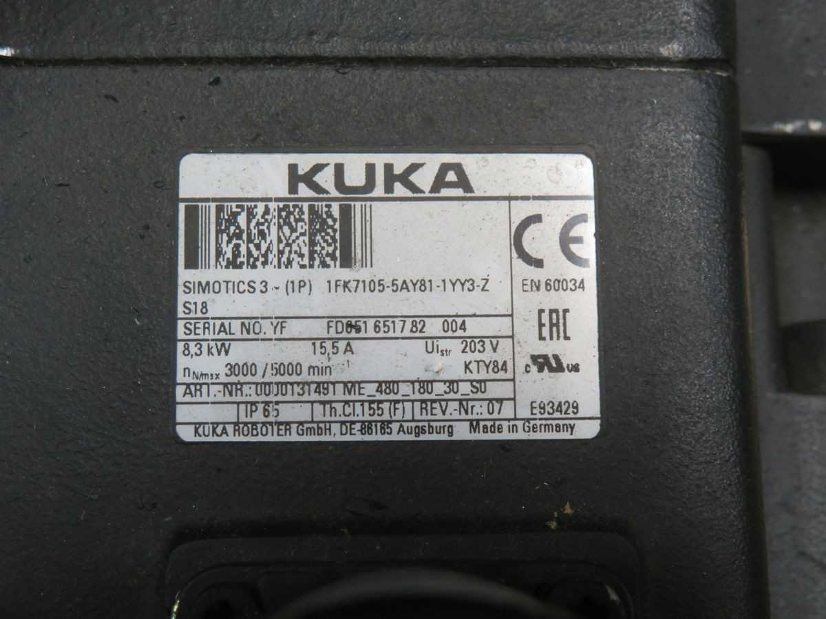 KUKA 1FK7105-5AY81-1YY3-Z S18 SERVO MOTORS, 8.3 KW POWER - SERVO