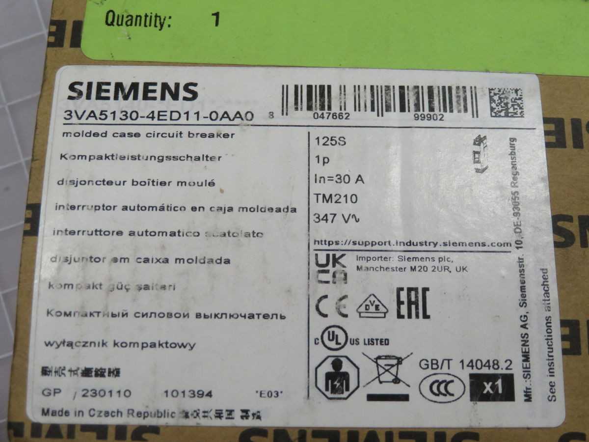 SIEMENS 3VA5130-4ED11-0AA0 CIRCUIT BREAKER T265938 - CIRCUIT BREAKERS