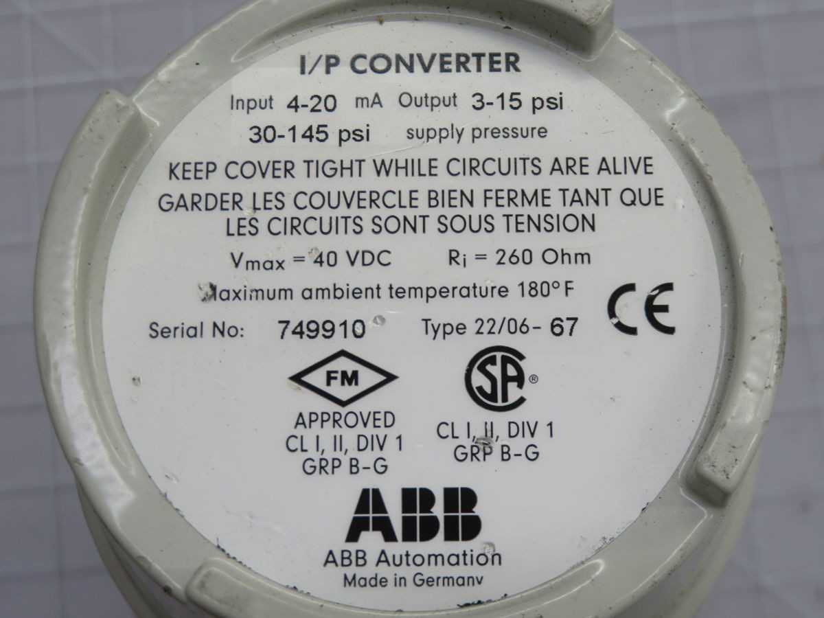 ABB 22/06-67 I/P CONVERTER T261816 - CONVERTERS