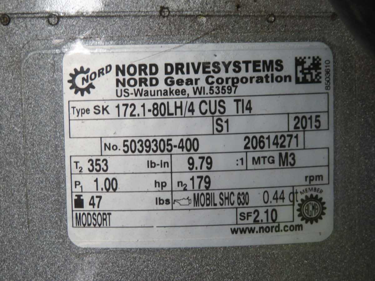 NORD 205E-750-340-A GEAR MOTORS, 0.75 KW POWER, 380-480V VOLTAGE, 50/60HZ FREQ, 4 POLES, IP66 - MOTOR & GEARBOX ASSEMBLY