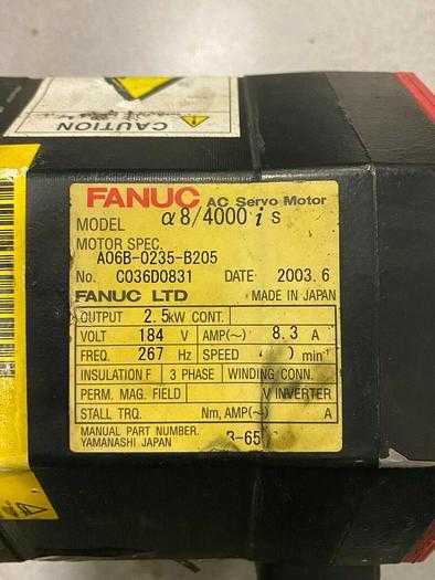 FANUC A8/4000 IS A06B-0235-B205 AC SERVO MOTOR - SERVO MOTORS