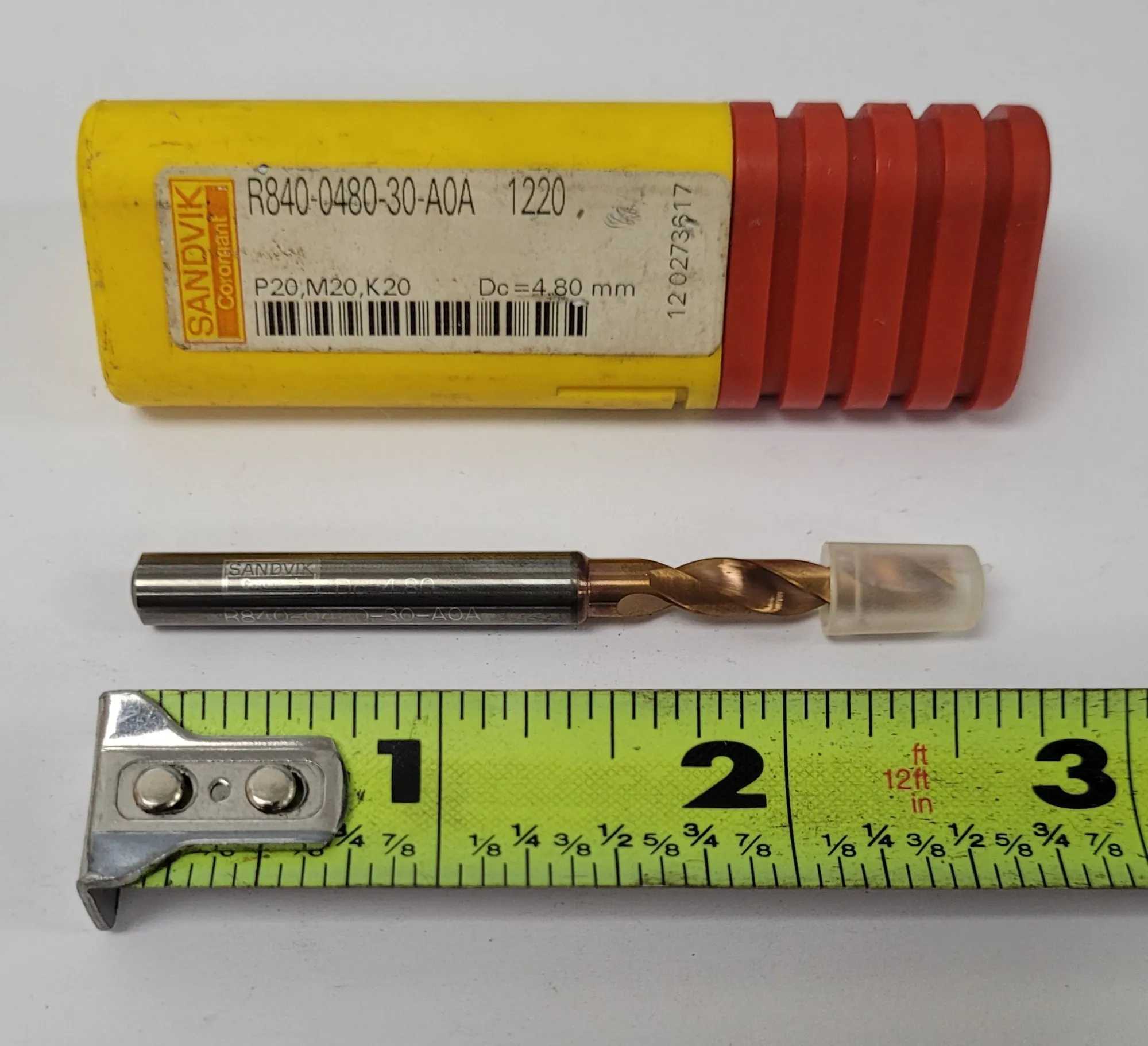 SANDVIK COROMANT R840-0480-30-A0A DRILL, DC=4.80MM, 0.189IN CUTTING DIAMETER - MACHINE TOOLING