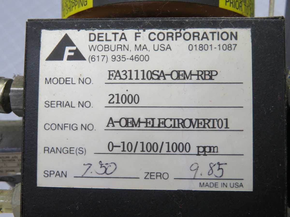 DELTA F FA31110SA-OEM-RBP OXYGEN ANALYZER, 0-10/100/1000 PPM O2 RANGES, 115V AC POWER - ANALYZER