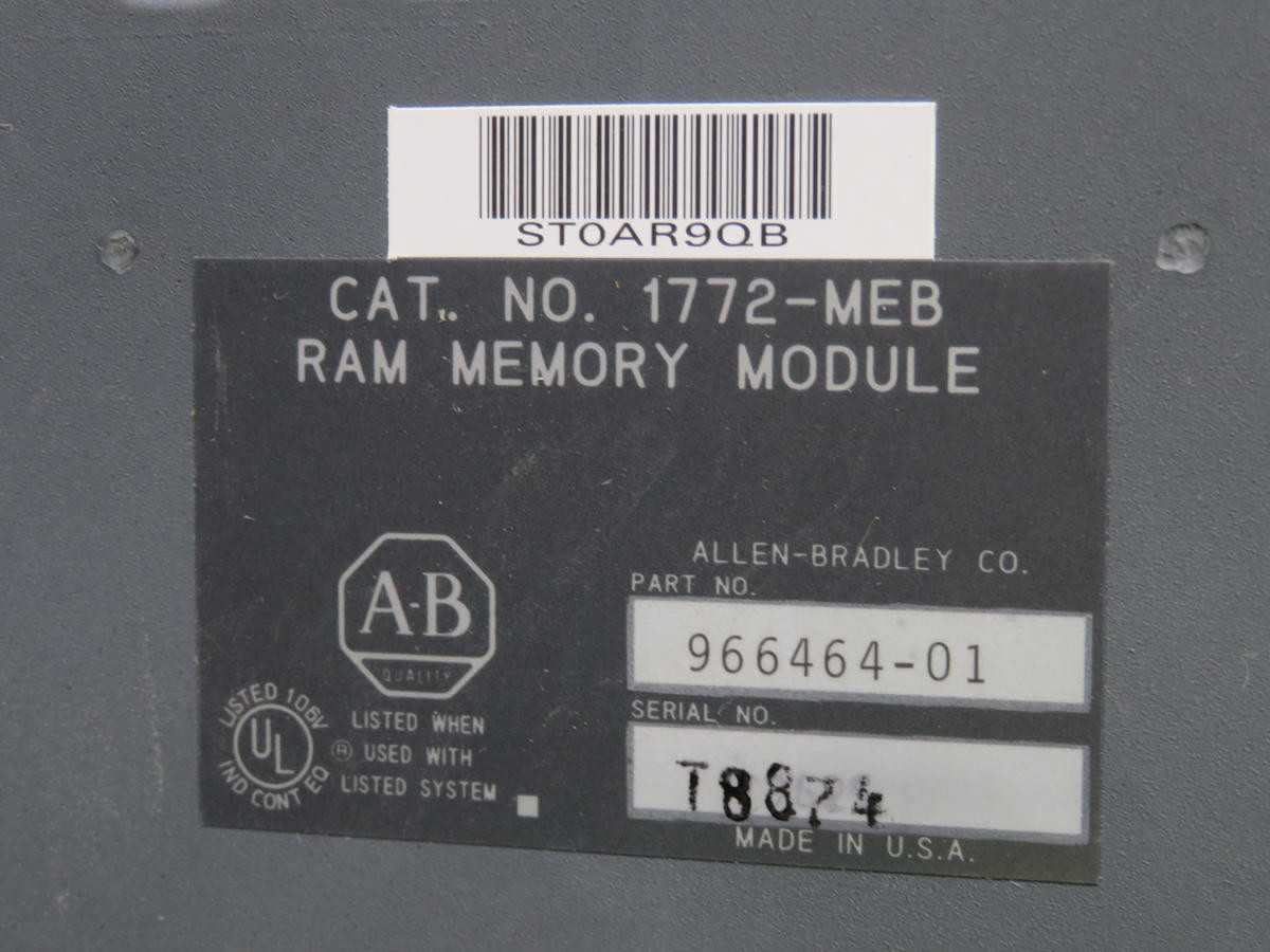 ALLEN BRADLEY 1772-MEB RAM MODULE, 8K WORD, 16 BIT MEMORY - INDUSTRIAL PARTS