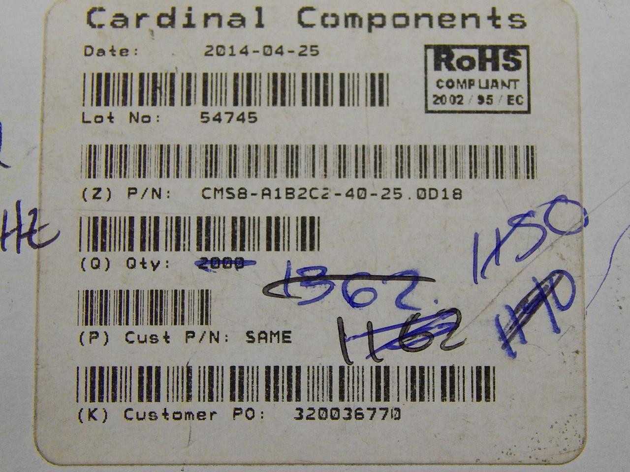 LOT OF 1300 CARDINAL COMPONENTS CMS8-A1B2C2-40-25.0D18 SUPERVISORY CIRCUITS MPU W/ MANUAL PUSH BUTTON OPTION - ELECTRICAL COMPONENTS