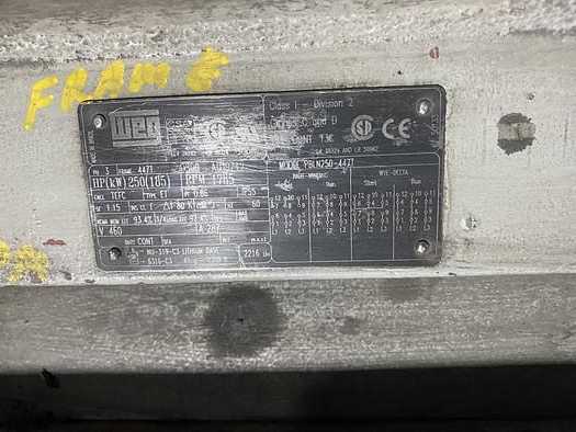 WEG PBLN 250-447T AC MOTOR, 250 HP, 1800 RPM, 460 V, 60 HZ, 447T - AC MOTOR
