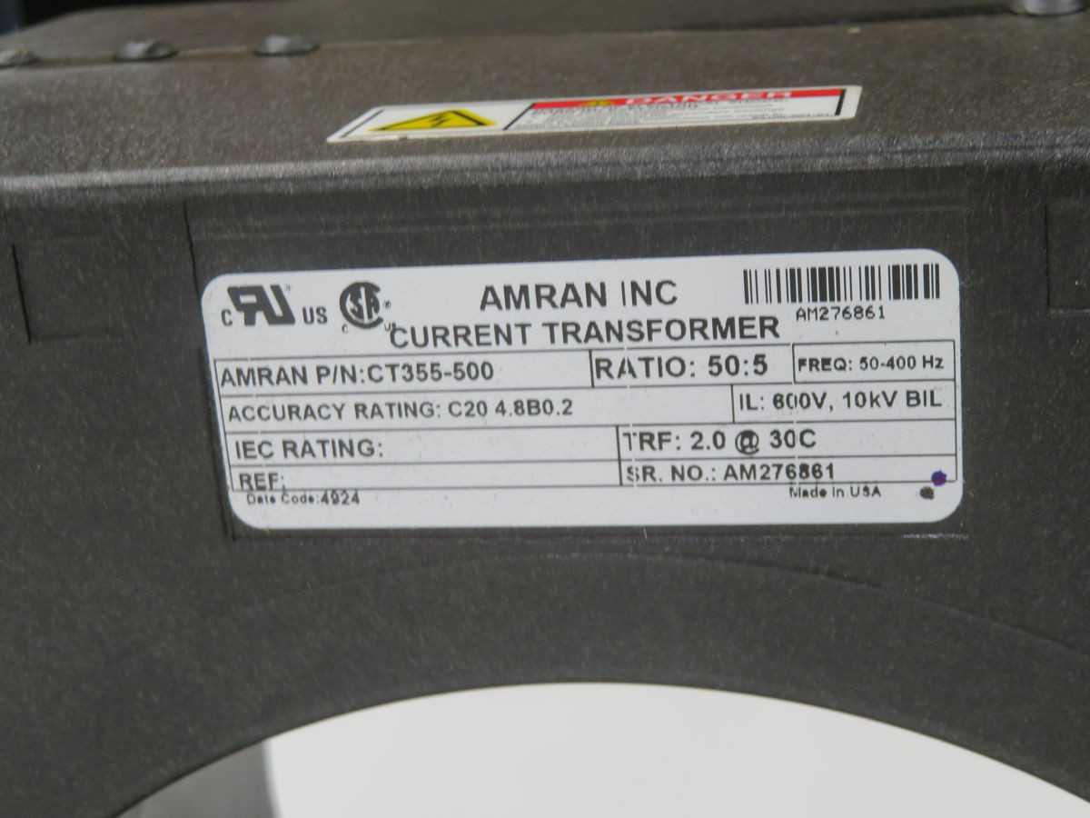 AMRAN CT355-500 CT355-500A CURRENT TRANSFORMER T265914 - POWER TRANSFORMERS