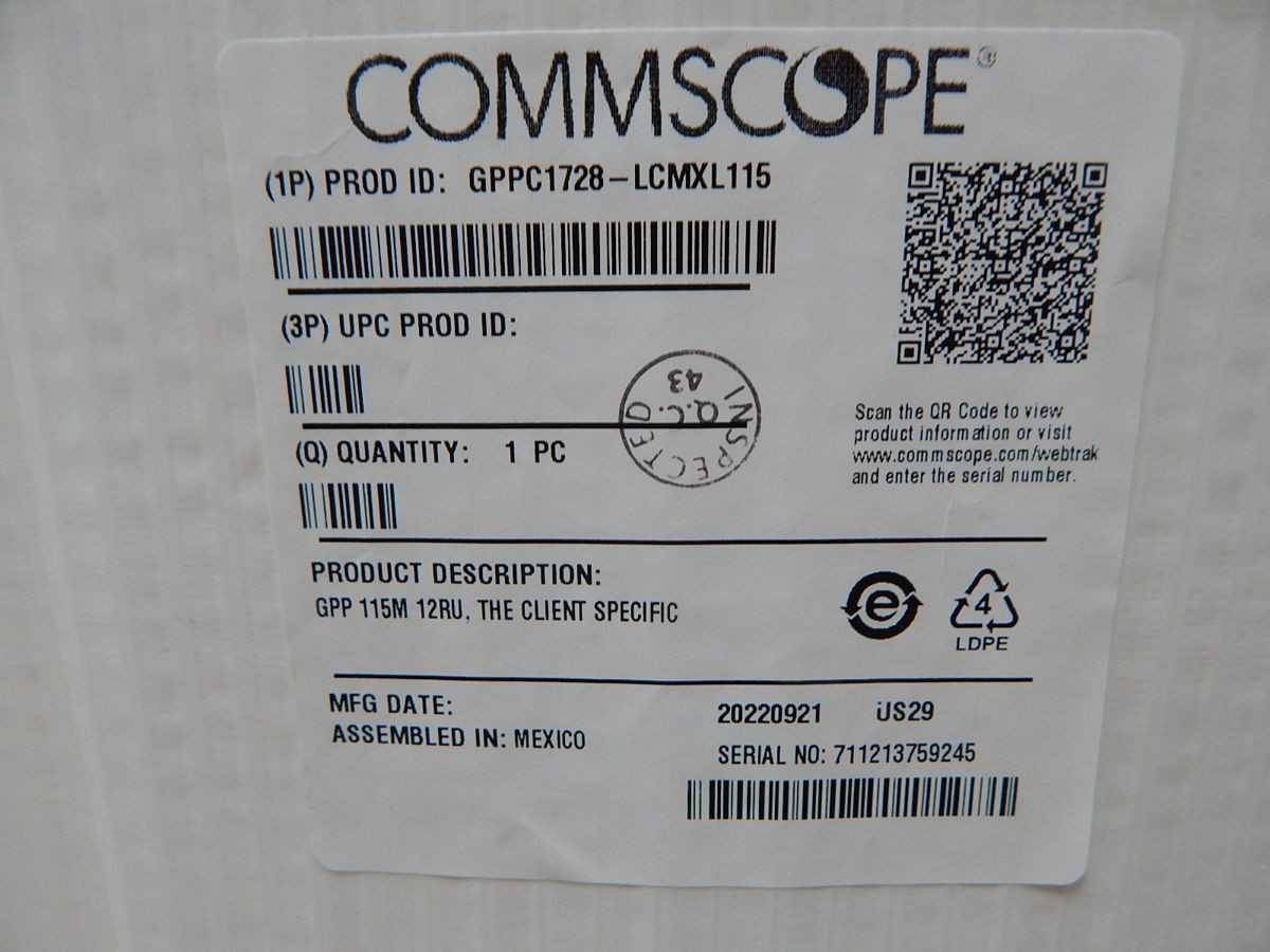 Commscope Gppc1728-Lcmxl115 Fiber Optical Assembly, 1728 Single Mode Fibers, 115 M Length - FIBER OPTIC CABLE