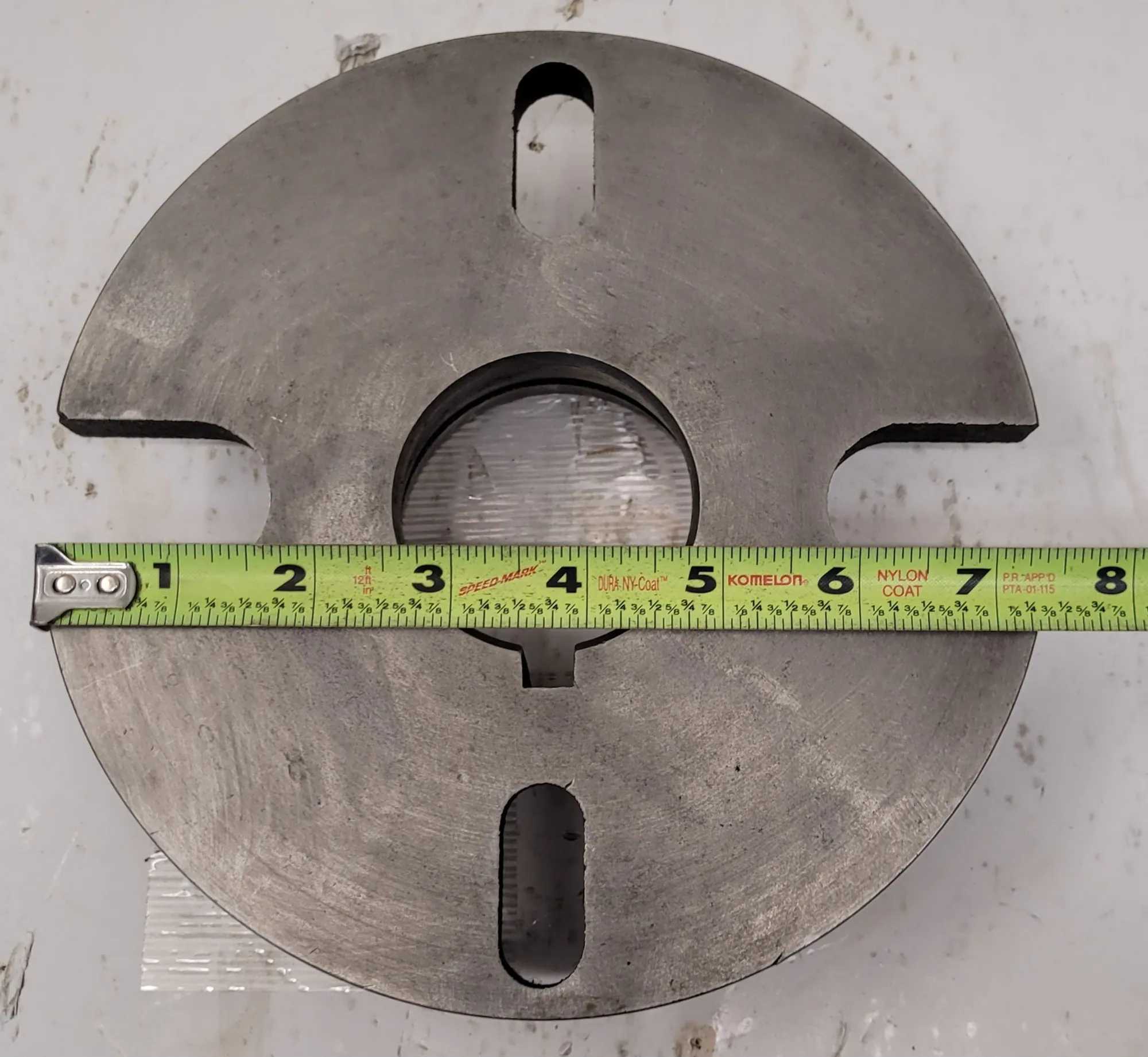 7.5" FACE PLATE W/ L-0 MOUNT - OVERALL DIAMETER: 7.5", CENTER HOLE OD: 3.75" - MACHINE TOOLING