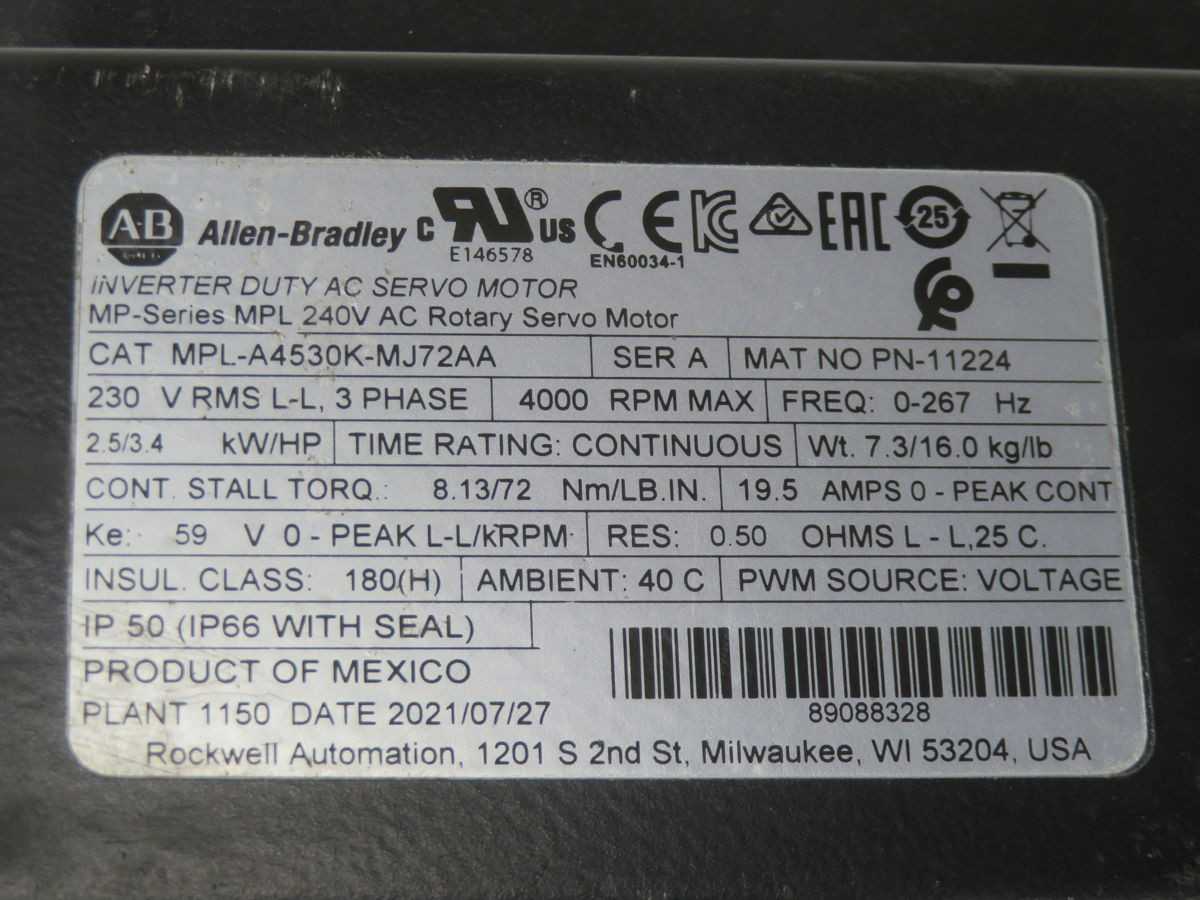 ALLEN BRADLEY MPL-A4530K-MJ72AA 11224 LOW-INERTIA BRUSHLESS AC SERVO MOTOR T267722 - GEAR REDUCERS